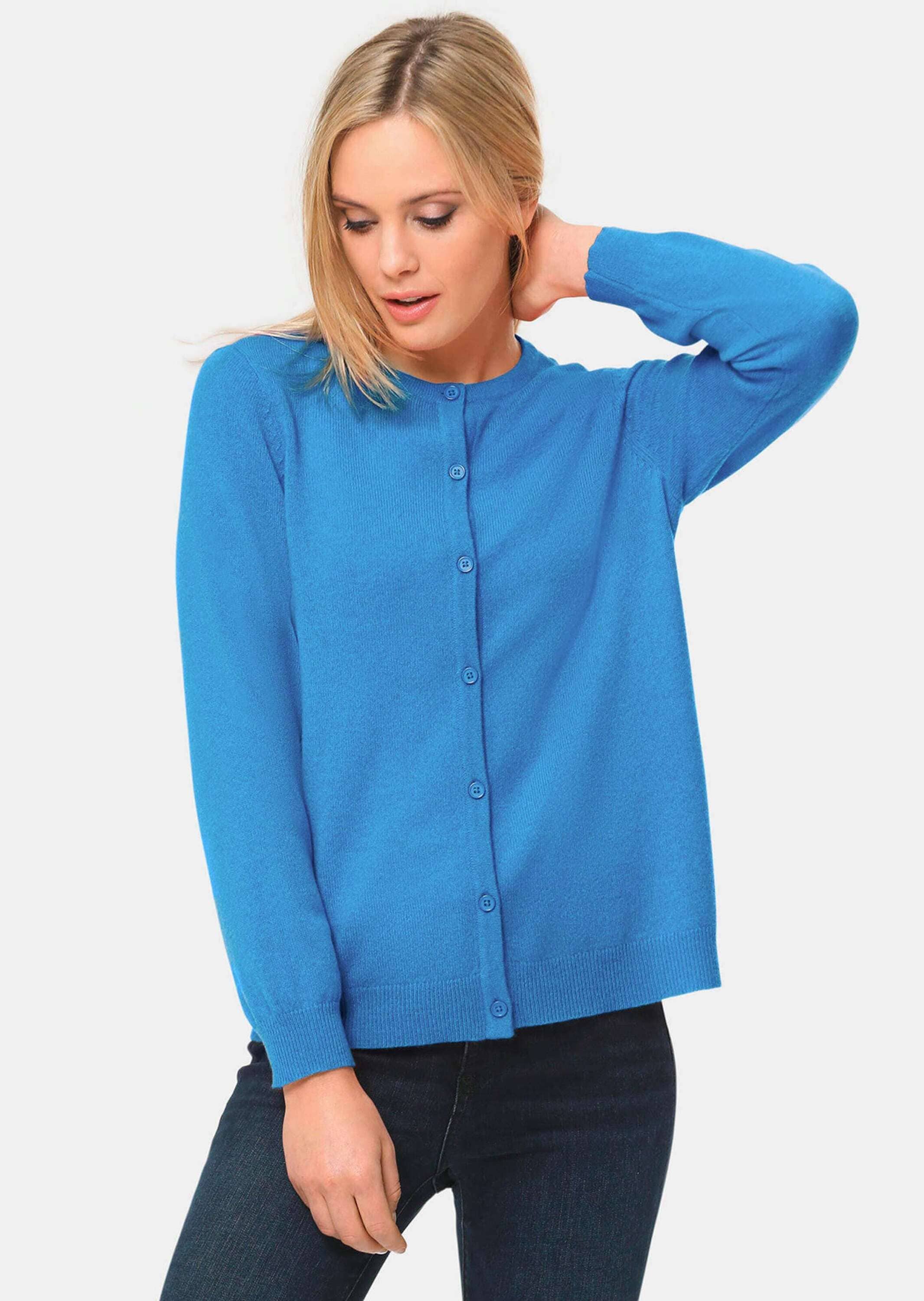 GOLDNER Strickpullover »Kaschmirstrickjacke mit Rundhalsausschnitt Kuschelweiche Kaschmir-Strickjacke mit Rundhals«