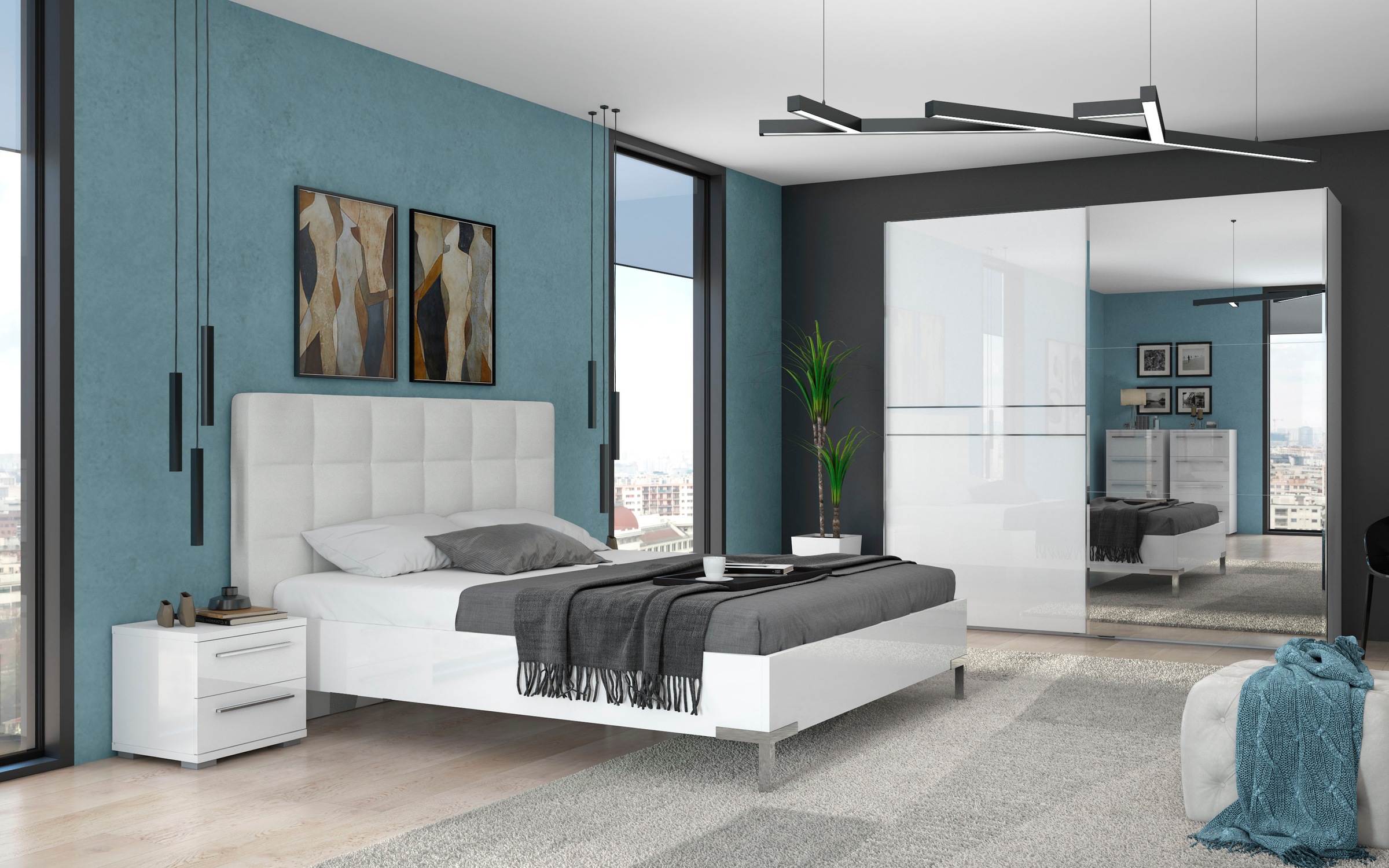 Thumbnail - PLACES OF STYLE Schwebetürenschrank "Piano, mit Einlegeböden, Kleiderstangen, Spiegel, Türen soft-close" in 3 Breiten, 2...