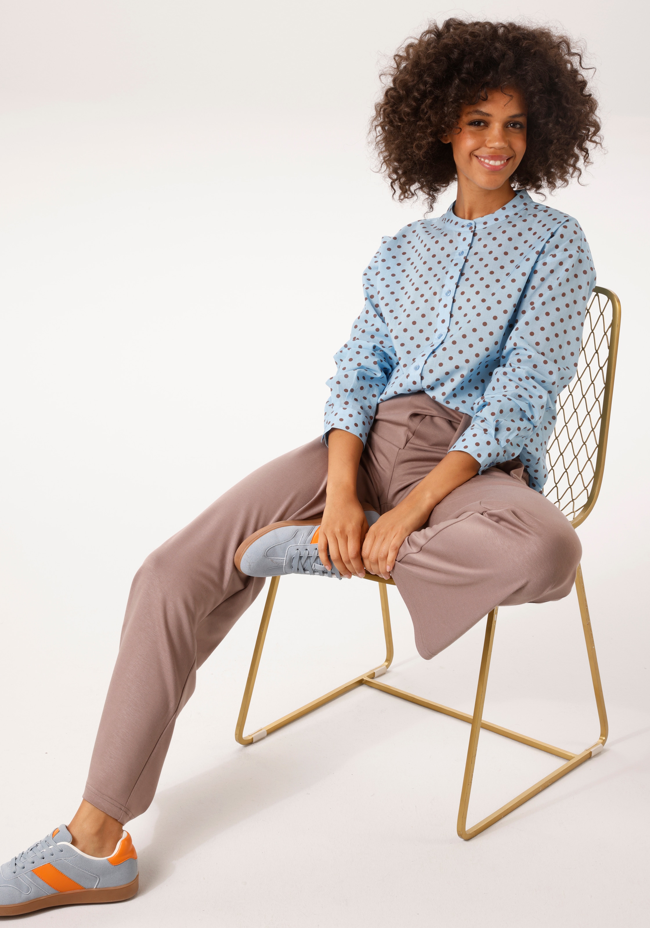 Aniston CASUAL Langarmbluse allover mit kleinen Punkten bedruckt - NEUE KOLLEKTION