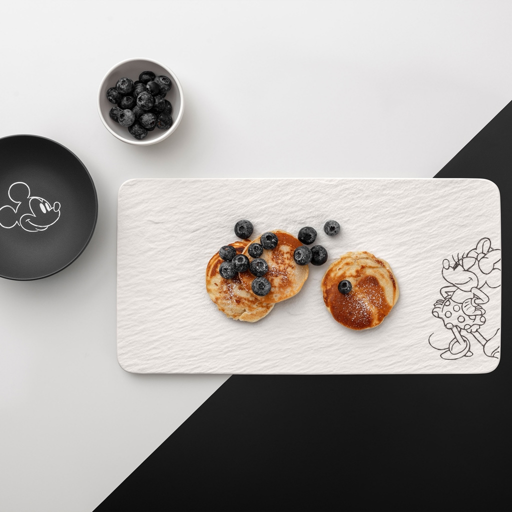 Villeroy & Boch Servierplatte »Servierplatte Manufacture Rock Blanc - Mickey Mouse 34,9 x 17,9 cm weiß« Spülmaschinenfest, Mikrowellensicher