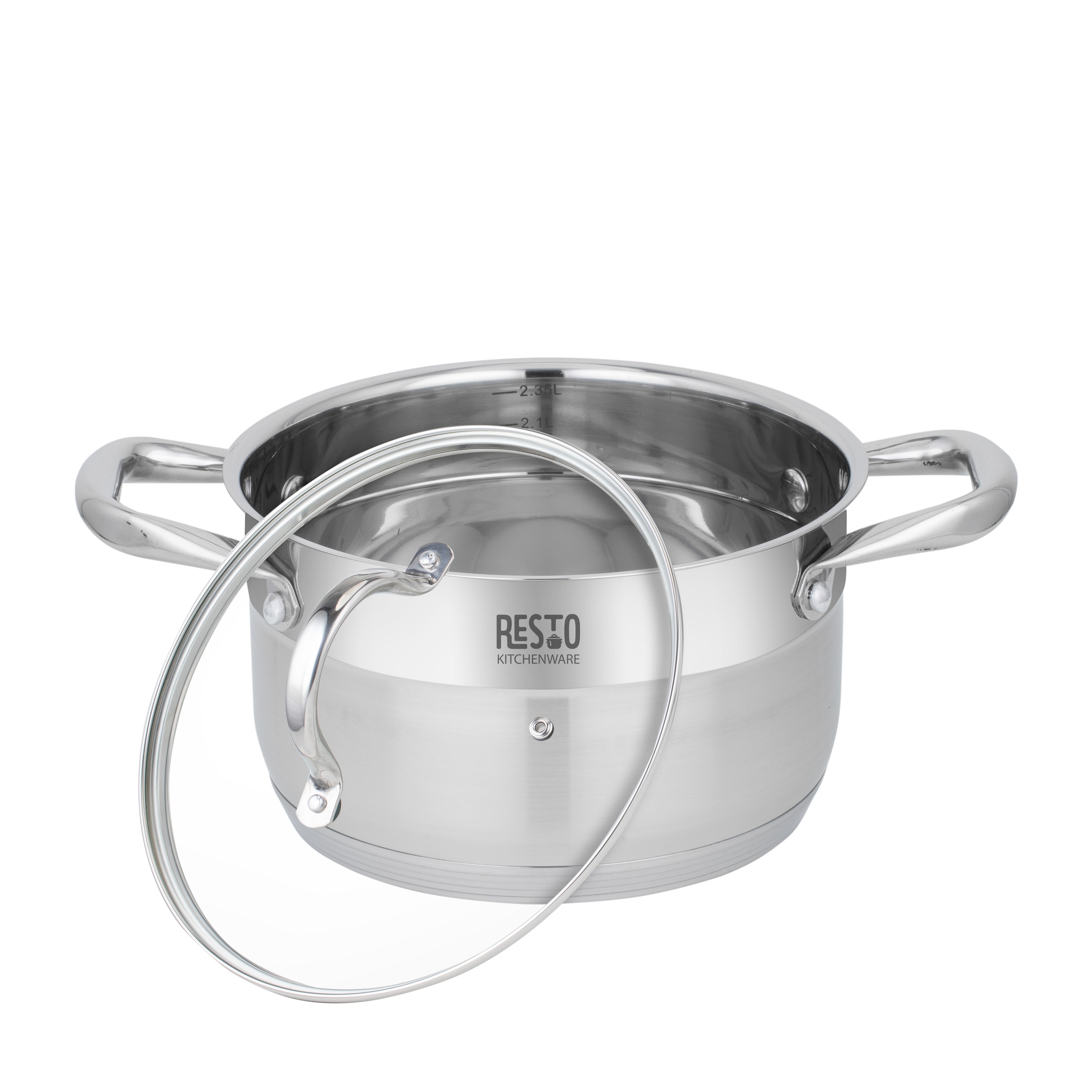 RESTO Kitchenware Topf-Set »RIGEL, spülmaschinengeeignet« Set, 1x Soßentopf Ø 16 cm m. Deckel, 4x Kochtopf Ø 16/18/20/24 cm m. Deckel, 10 tlg. Edelstahl 18/10