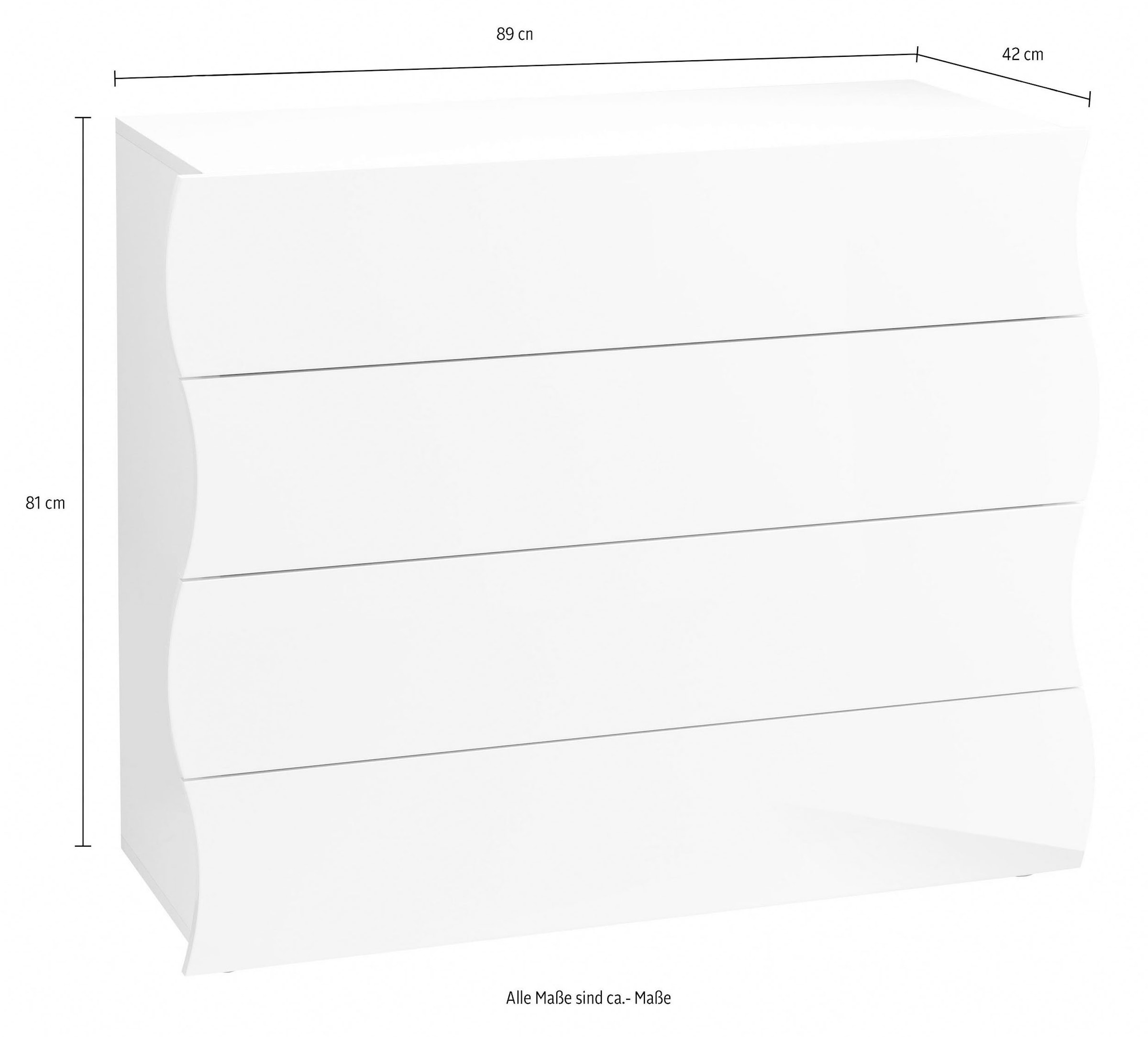 Home affaire Kommode Onda, 89cm breit, Kaschmir matt, mit 4 Schubladen, Made in Italy