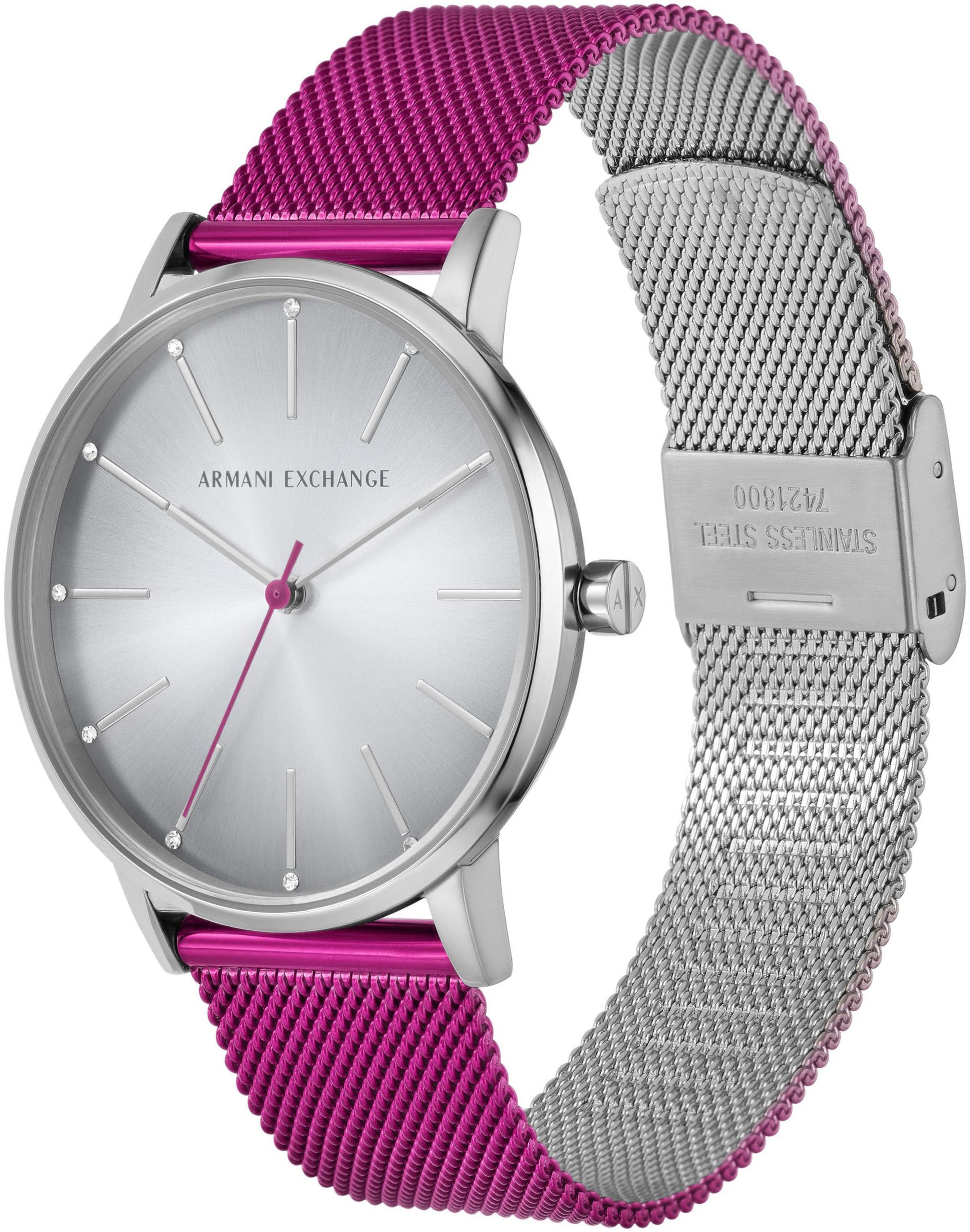 ARMANI EXCHANGE Quarzuhr, Armbanduhr, Damenuhr, analog, Edelstahlarmband