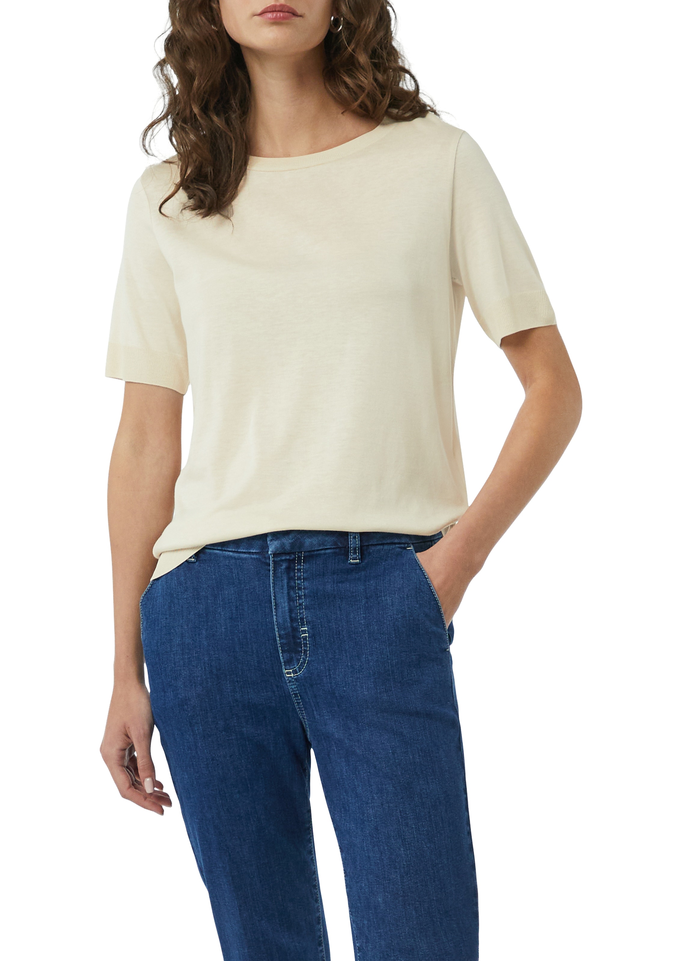 Comma Kurzarmshirt, aus Strick mit Rippdetails günstig online kaufen