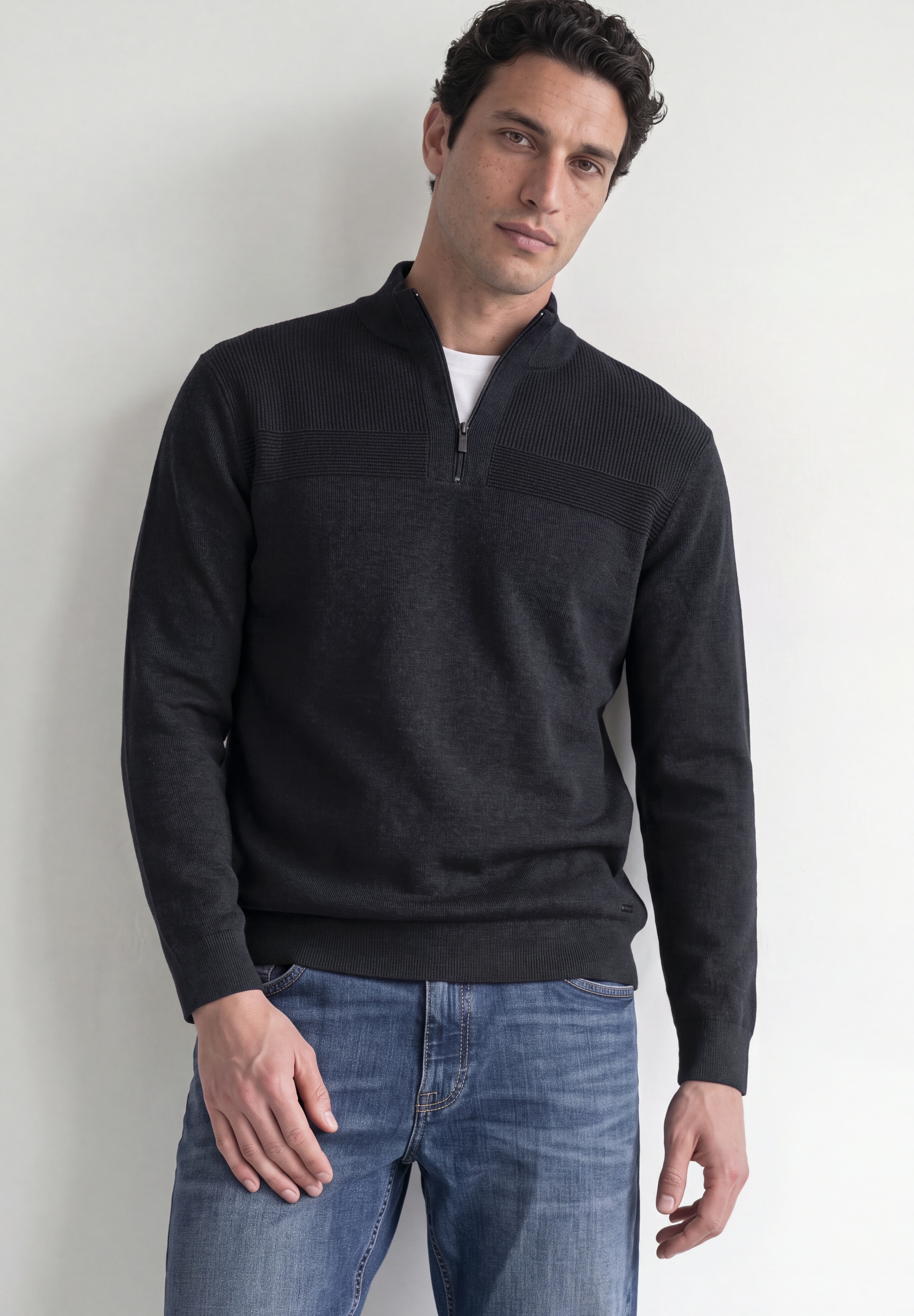 STREET ONE MEN Strickpullover in Unifarbe