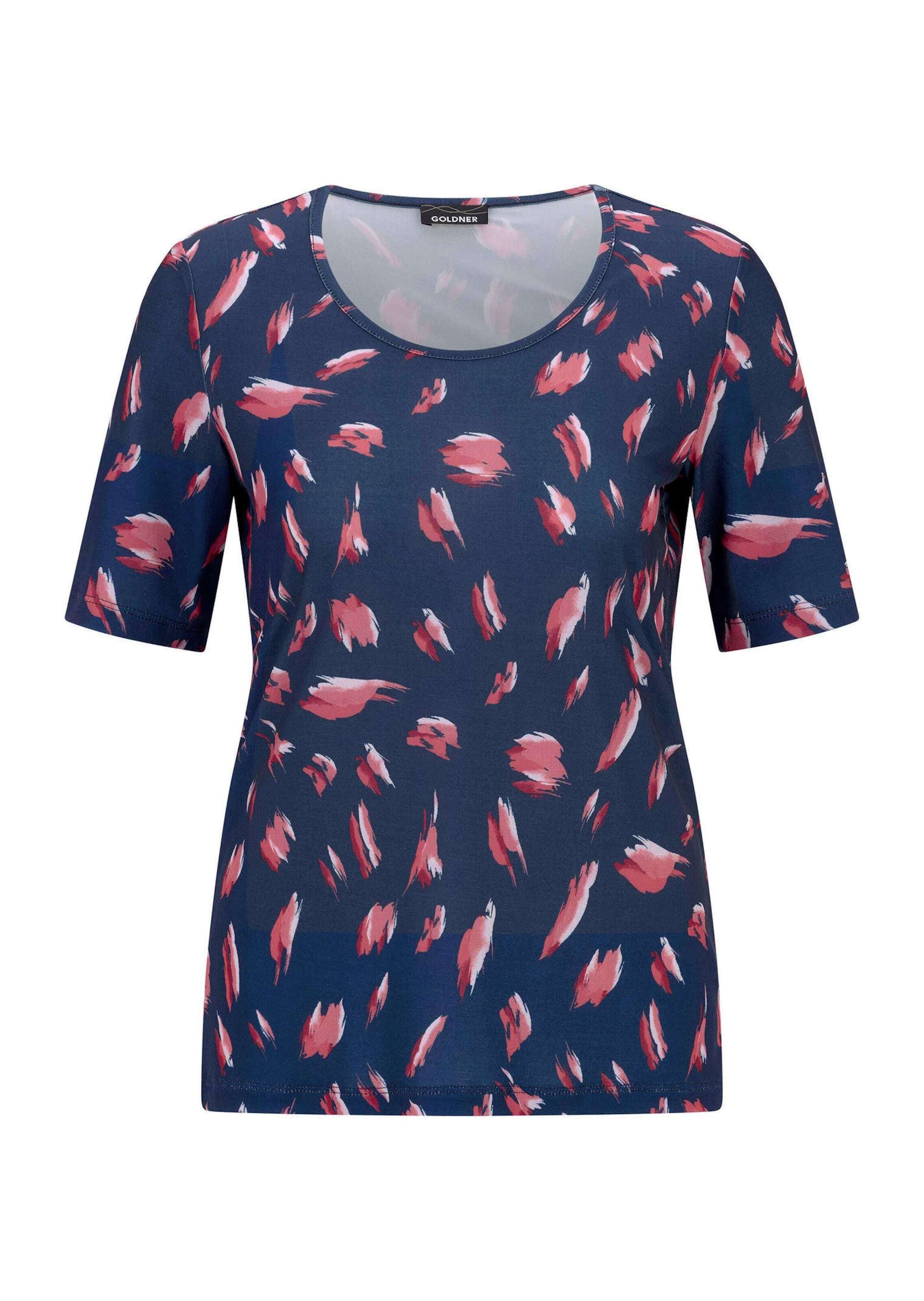 GOLDNER Kurzarmshirt "Sommershirt mit Tupfenmuster" stretchbequemer Jersey