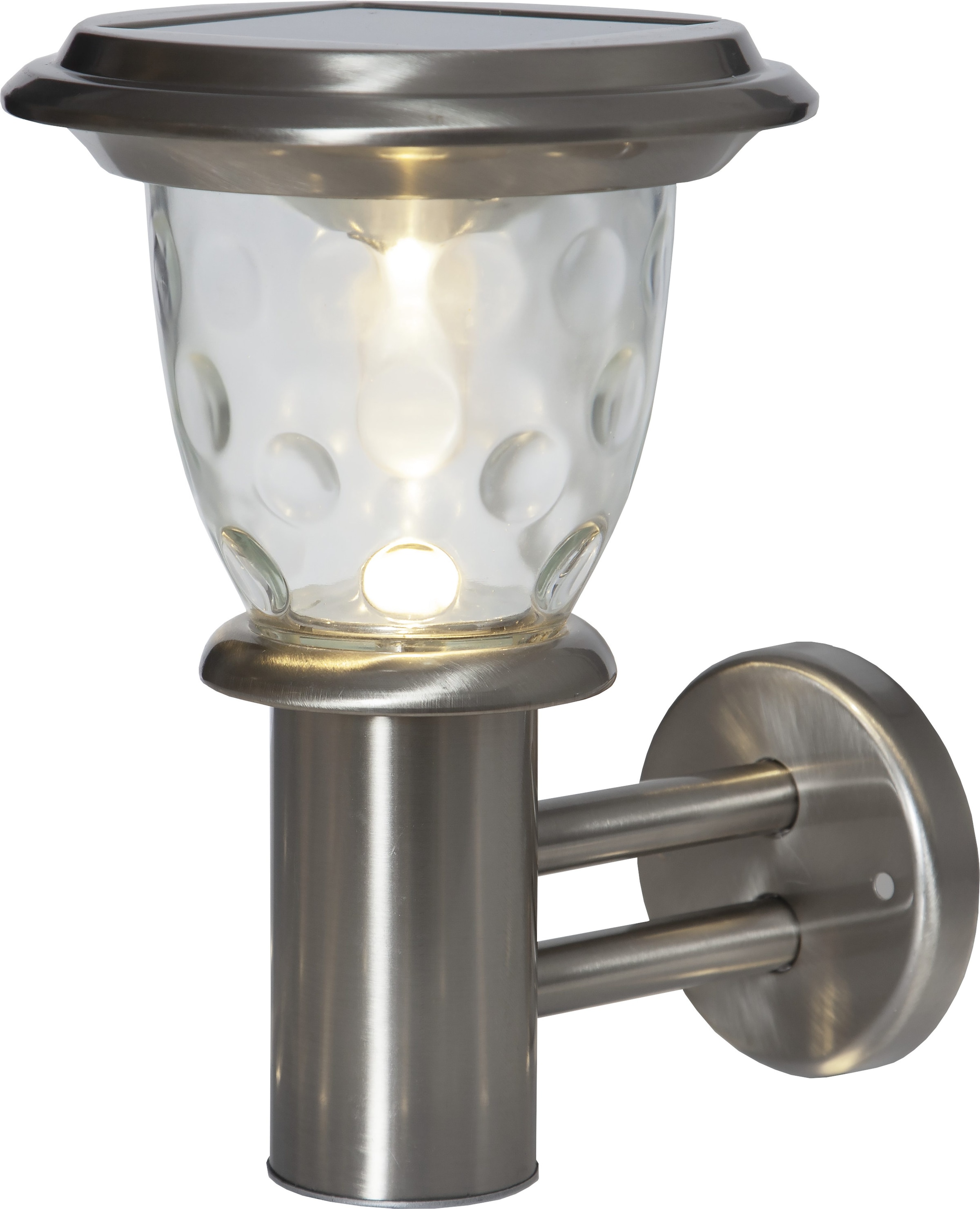 Parforce Traditional Hunting LED Solarleuchte "Solar-Wandleuchte Pireus" LED-Board 1 Stk. Warmweiß Bubbly-Glass-Effekt, 20 lm, Dämmerungssensor