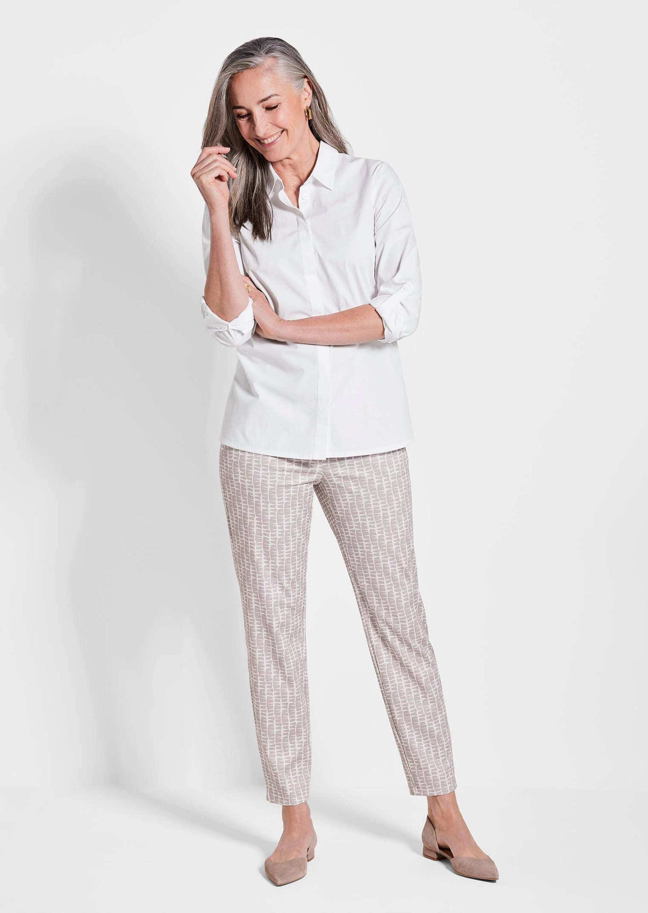 GOLDNER Hemdbluse "Weiße Damenbluse im längeren Schnitt" günstig online kaufen