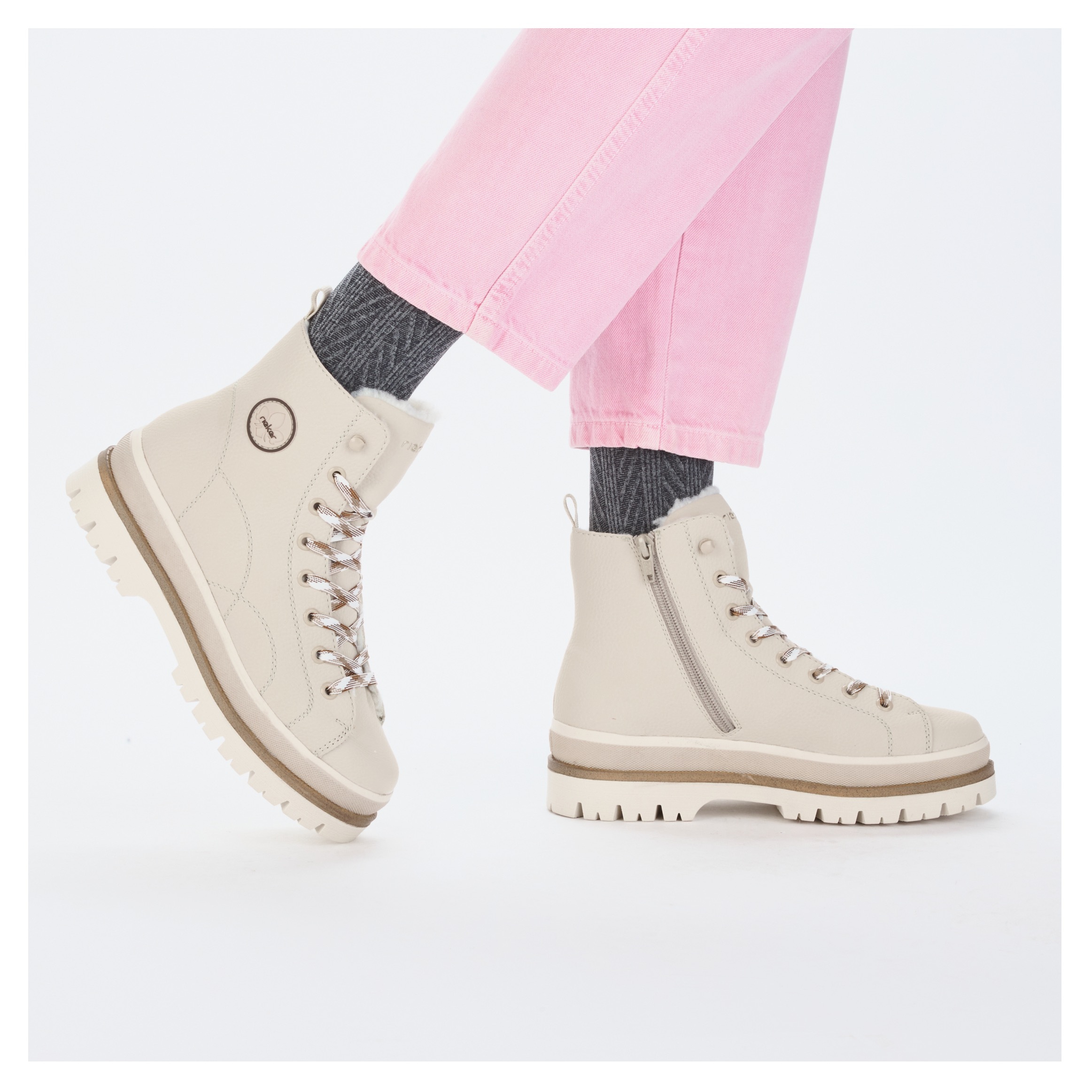 Rieker Winterstiefelette, Plateauboots, Schnürboots, Profilsohle, mit Warmfutter
