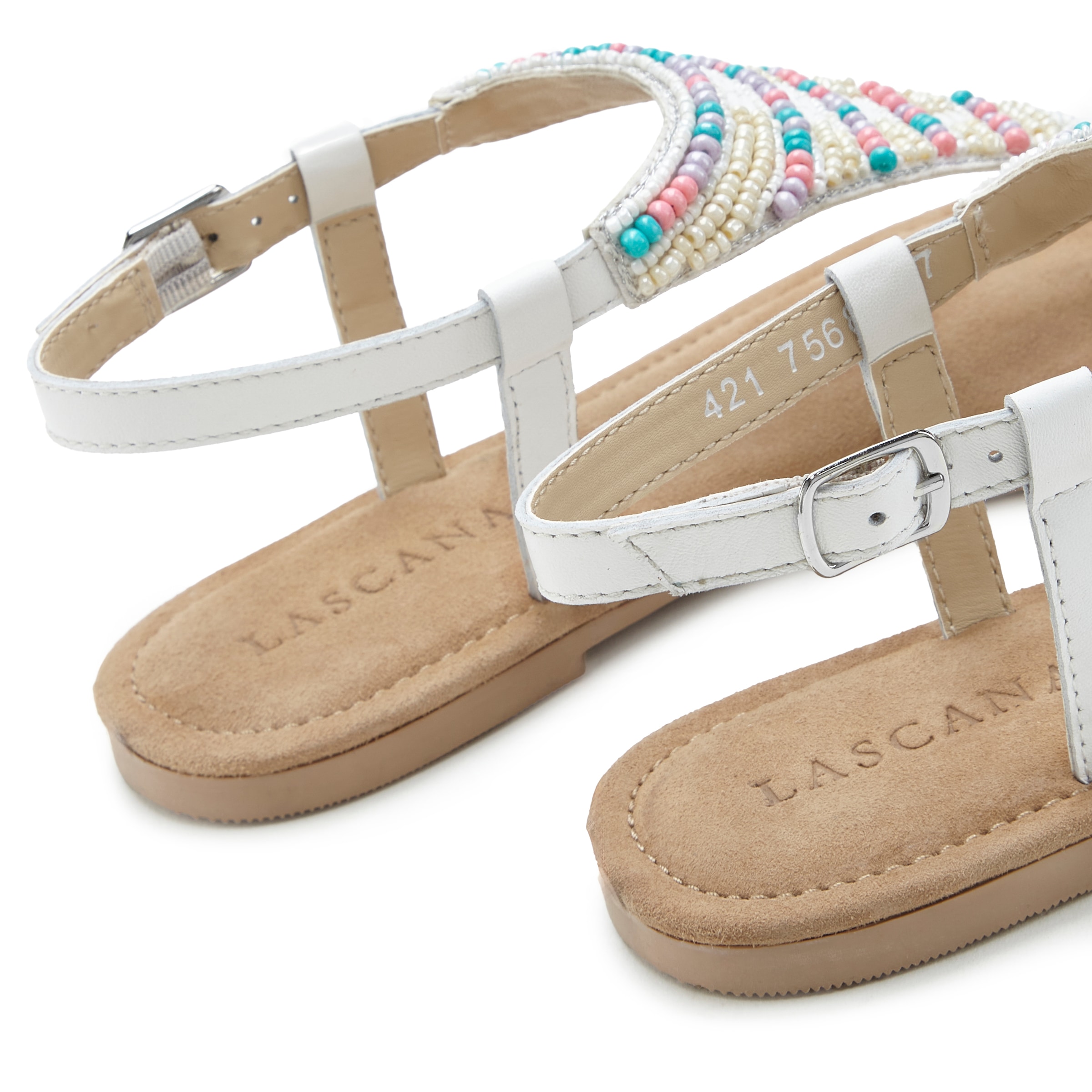 LASCANA Sandale »Zehentrenner, Pantolette, Sandalette, Sommerschuh«, mit Schmucksteinchen und Lederanteil