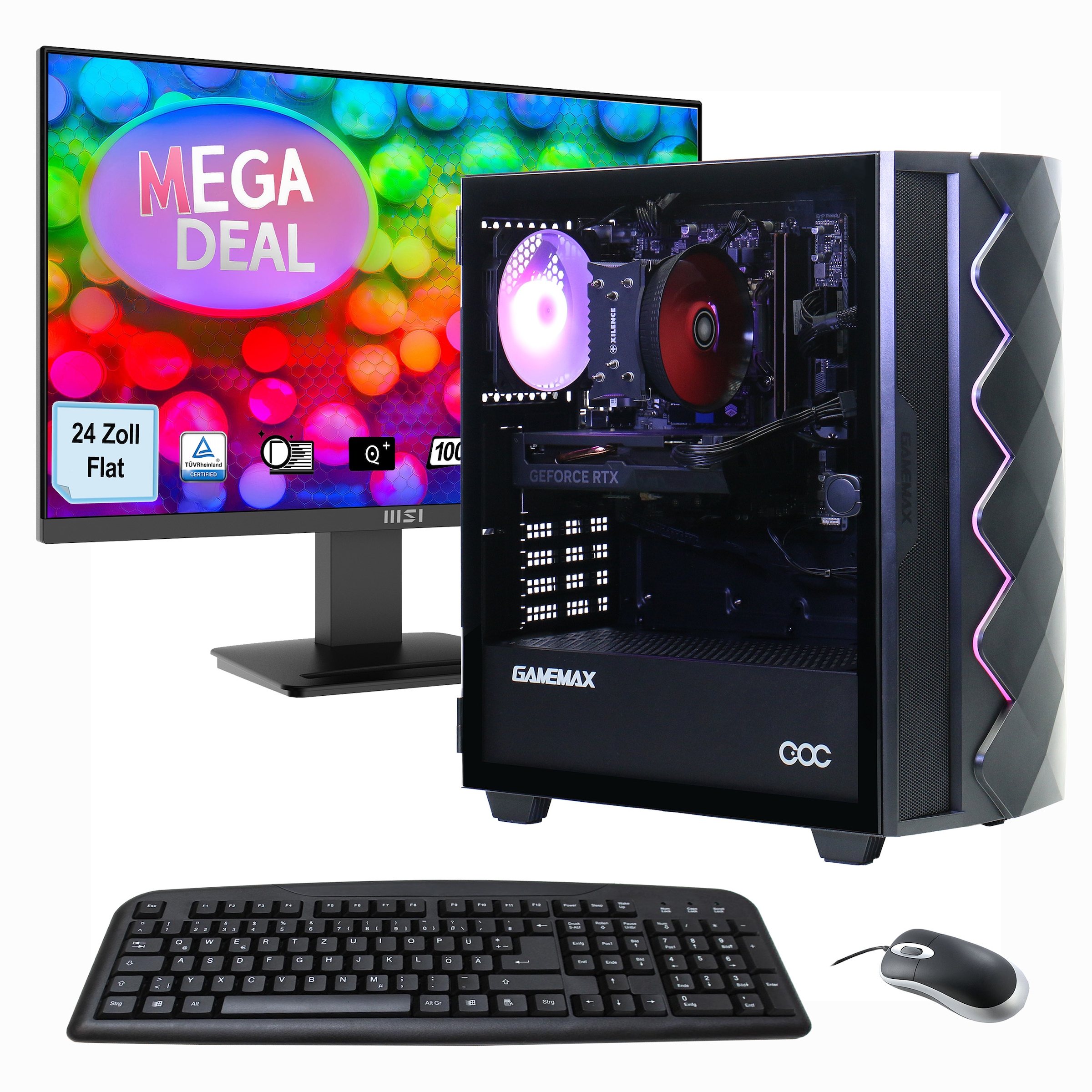 PC-Komplettsystem »MegaDeal Gaming-PC-Set Diamond BK«, Windows 11 + MSI PRO MP2412DE...