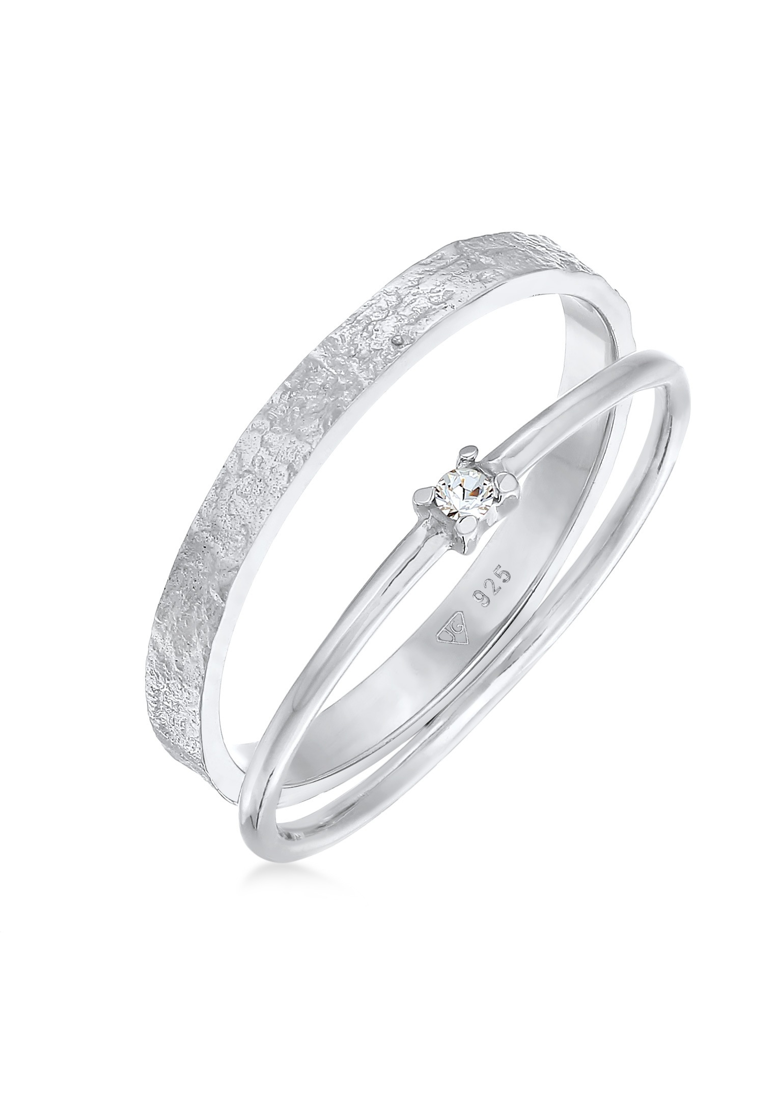 Solitärring ELLI "Set Solitär mit Kristallen von Swarovski 925 Silber" Gr. 56, silber, Fingerringe, Damen, 56mm,mit Steinen, Silber 925 (Sterlingsilber), 2,2mm