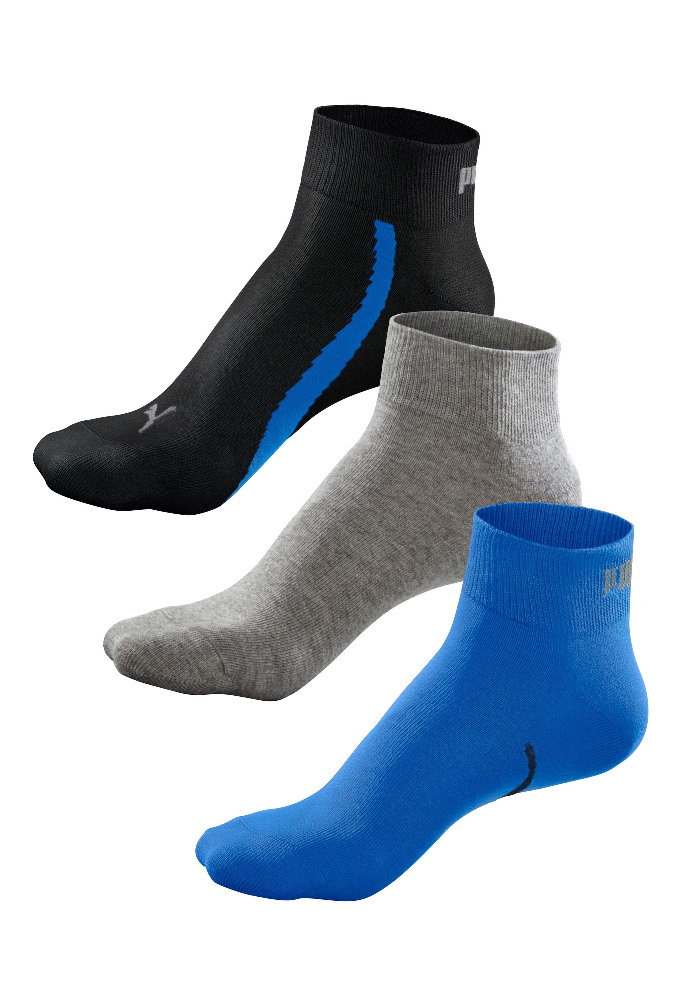 PUMA Kurzsocken »PUMA UNISEX LIFESTYLE QUARTER 3P«, (3 Paar, 3 Paar), mit kurzem geripptem Schaft