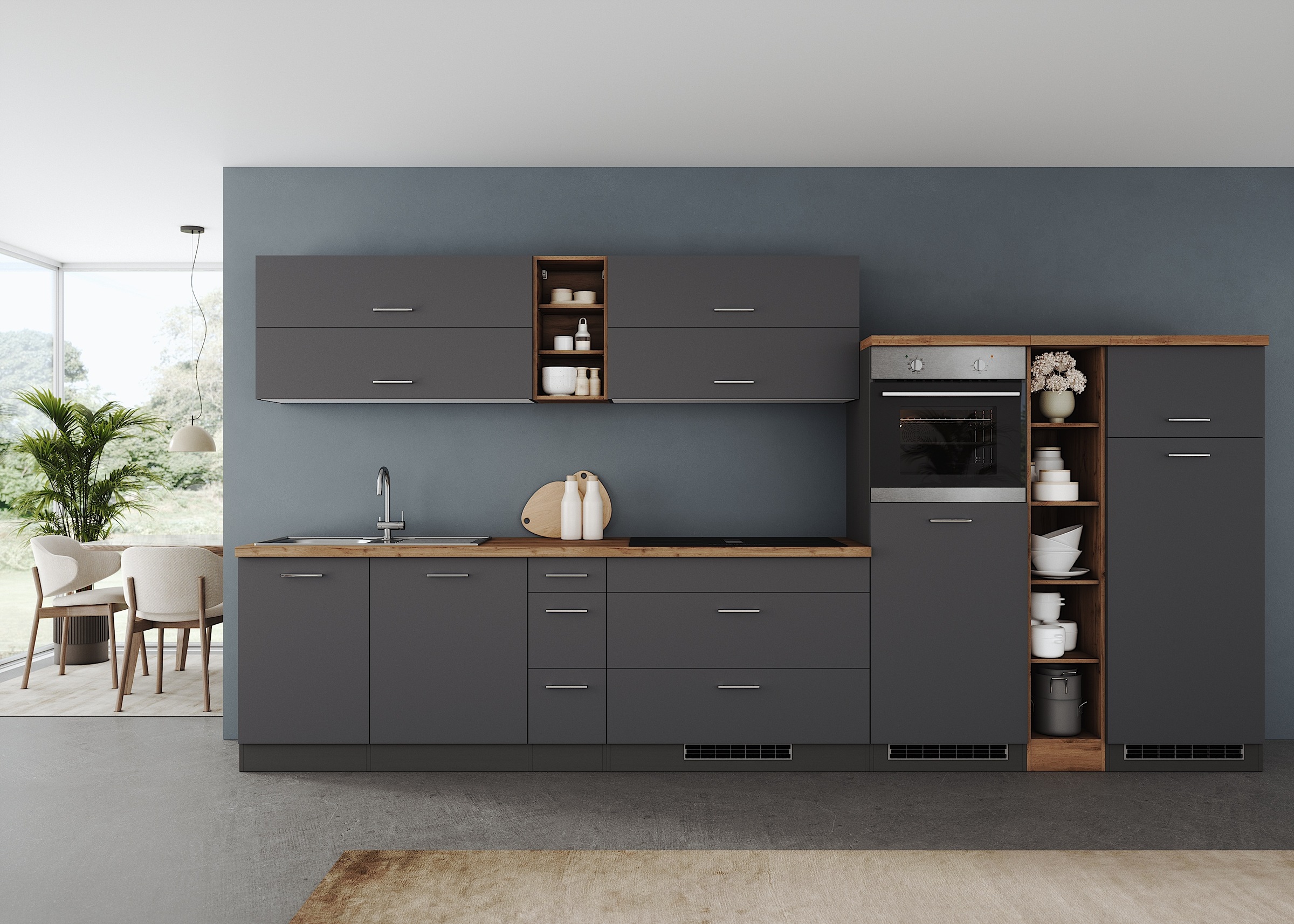 KOCHSTATION Küchenzeile "KS-Milan", Breite 390 cm, wahlweise mit E-Geräten, günstig online kaufen