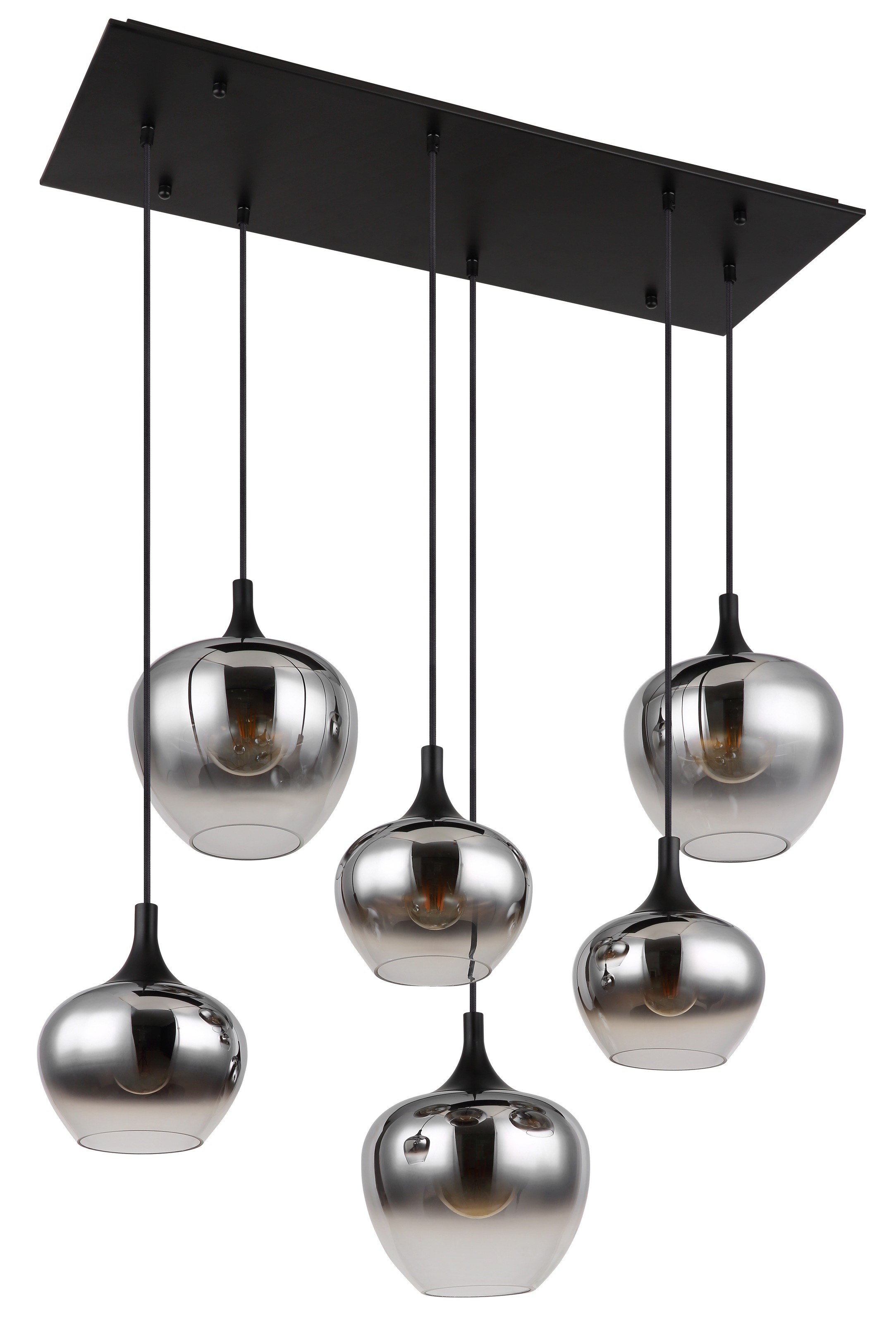 GLOBO LIGHTING Hängeleuchte »MAXY« E27 1 Stk. Hängeleuchte Schwarz, Rauchglas, 3 Gläser, höhenkürzbar, E27