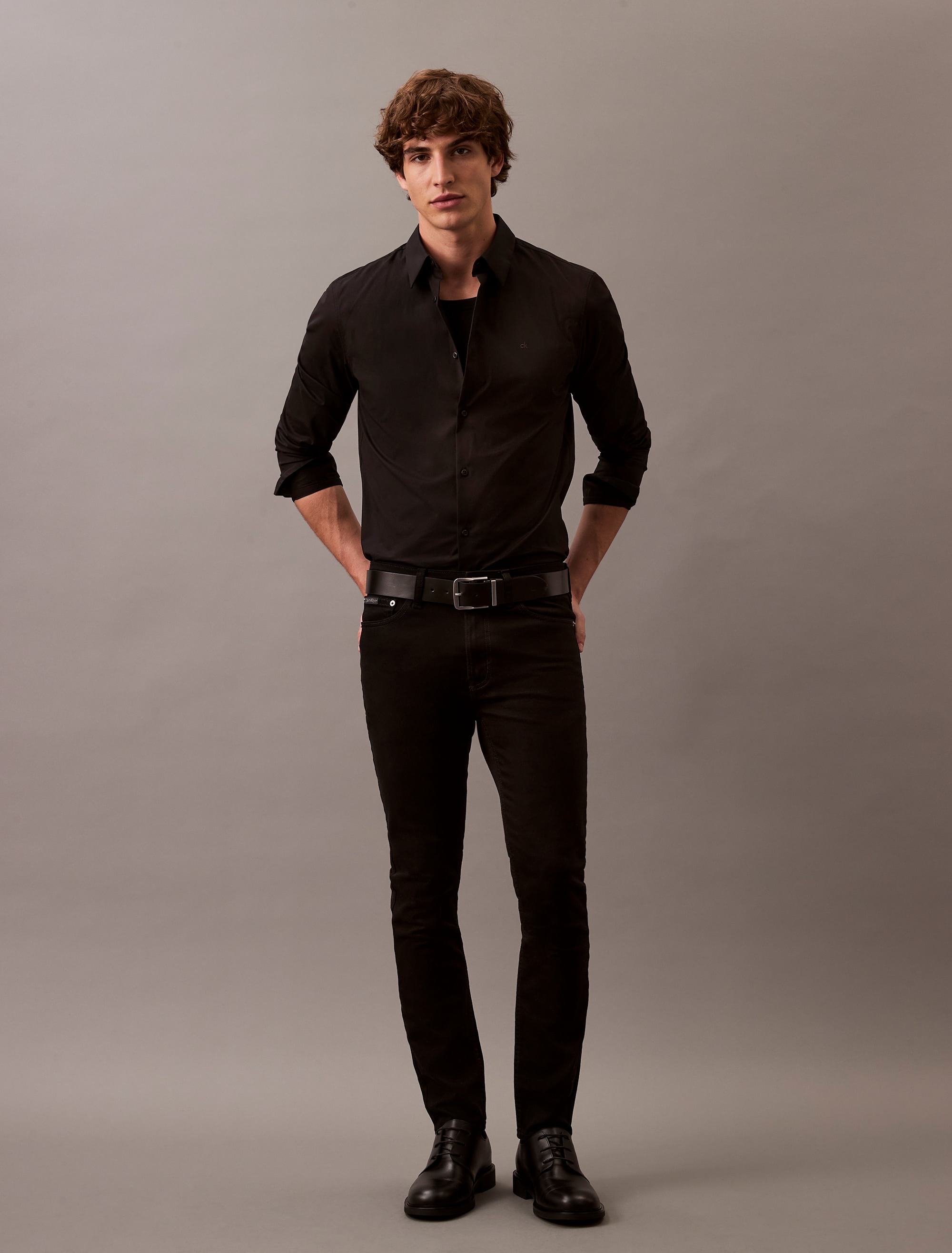 Calvin Klein Langarmhemd »LS SOLID STRETCH SLIM SHIRT«, in Unifarbe
