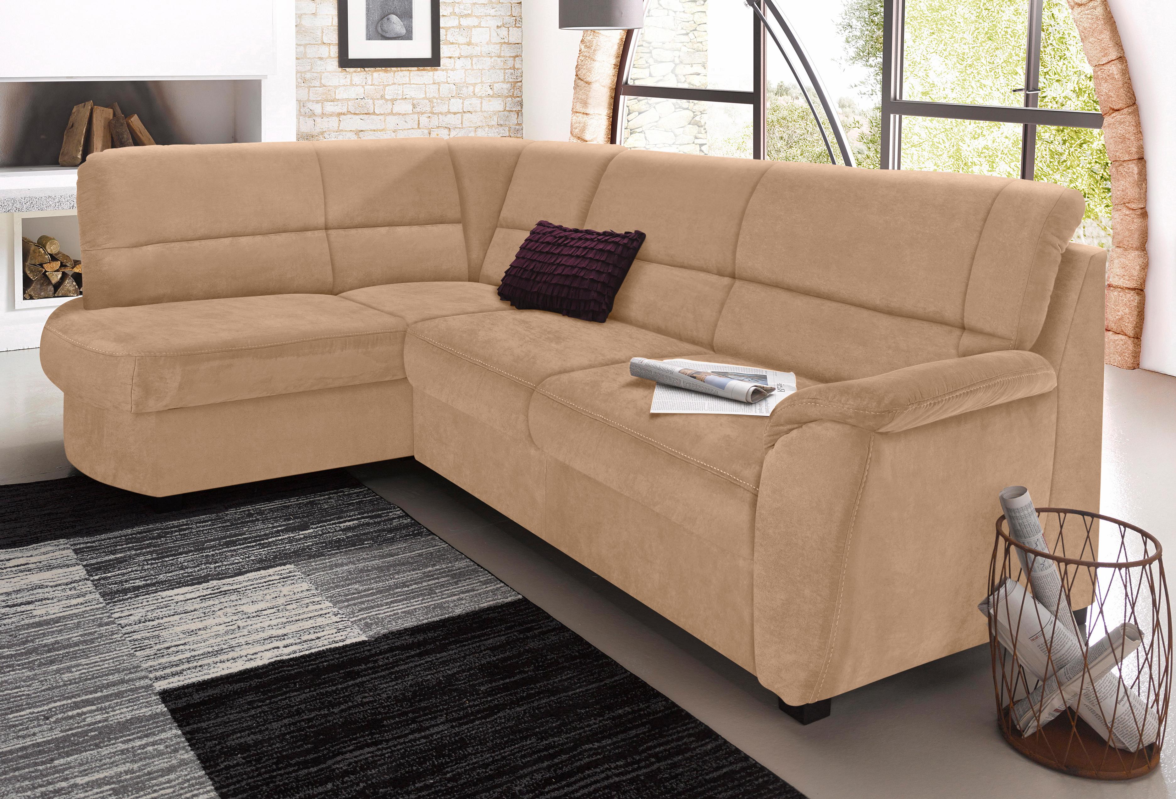 sit&more Ecksofa "Pandora, L-Form, B: 251 cm, Bettfunktion & Bettkasten wählbar" Frei im Raum stellbar, Federkernpolsterung, komfortable Sitzhöhe 45 cm