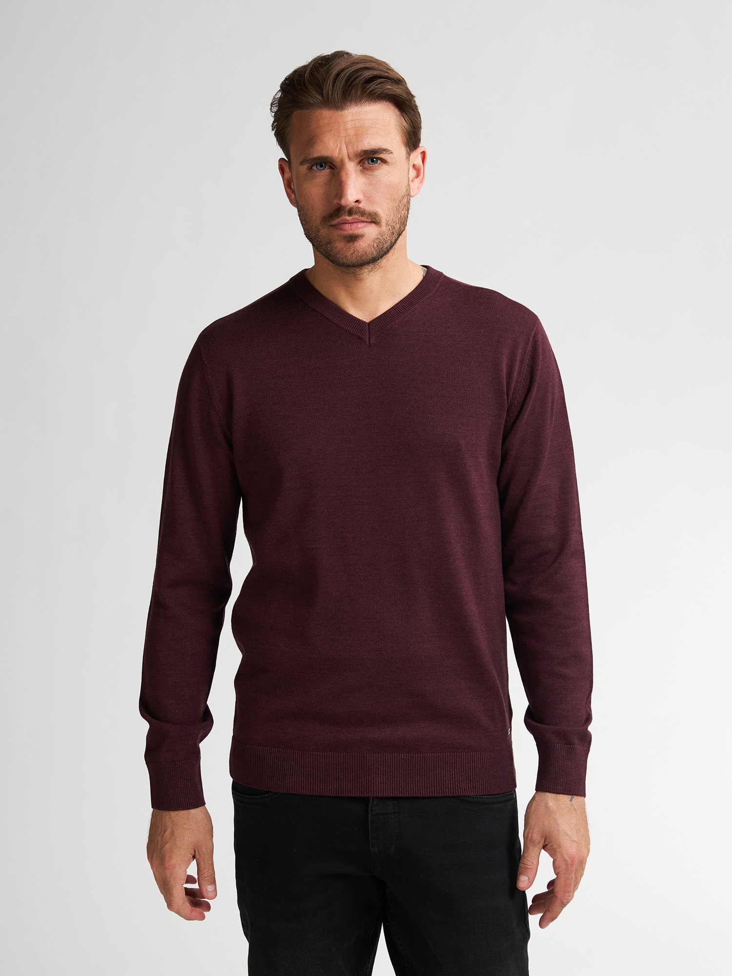 Petrol Industries V-Ausschnitt-Pullover "V-Neck Basi", Materialmix mit Baum günstig online kaufen