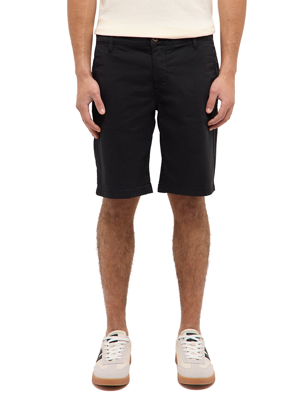 Shorts MUSTANG "Herren Style Brad Chino Shorts", Damen, Gr. 33, 4185 schwarz, Web, 98% Baumwolle, 2% Elasthan, unifarben, straight fit, Hosen Shorts