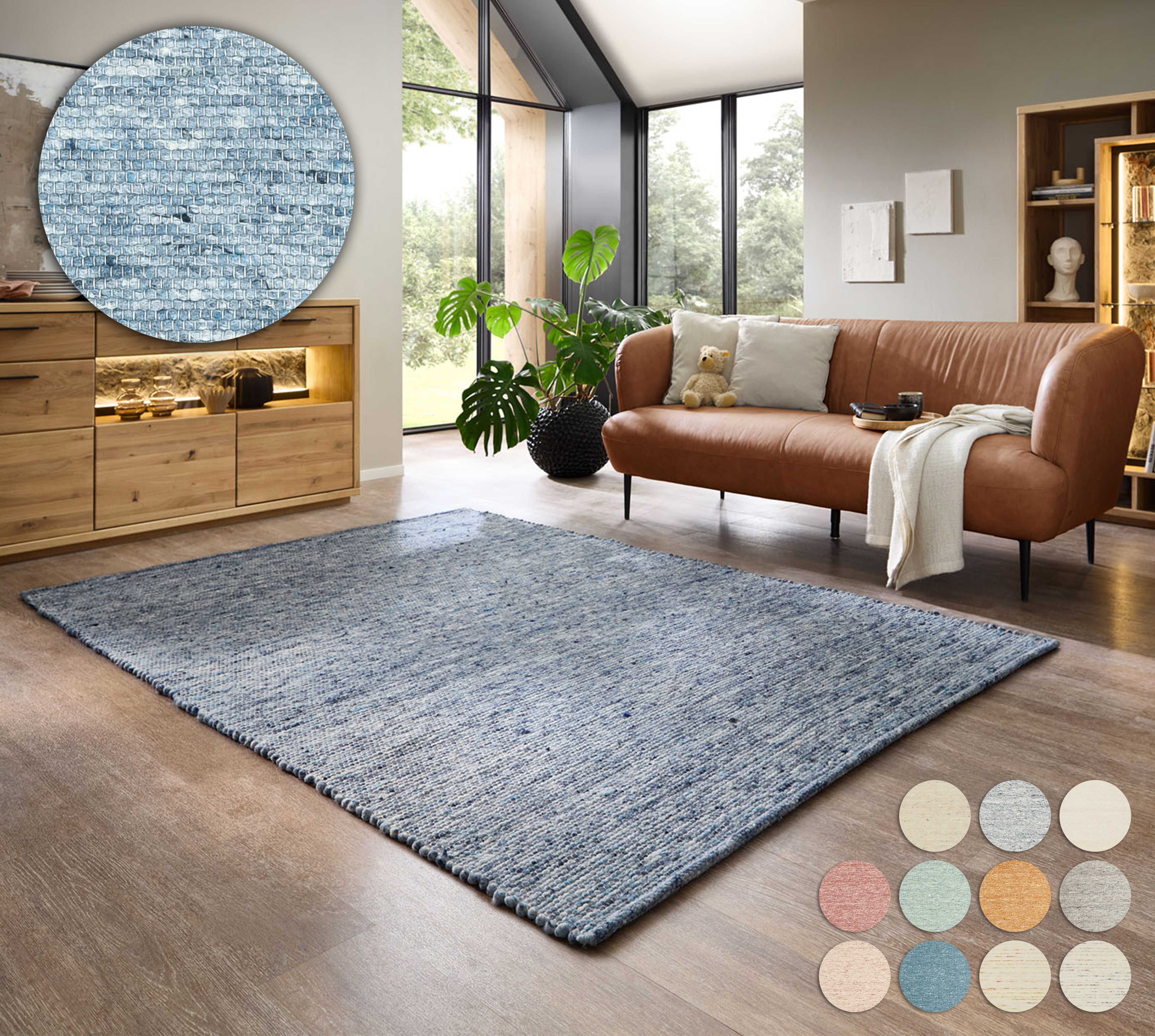 OTTO home Wollteppich "Pirker, handgewebt" rechteckig 12 mm Höhe Handwebteppich, meliert, reine Wolle, Wendeteppich, Scandi, Wohnzimmer