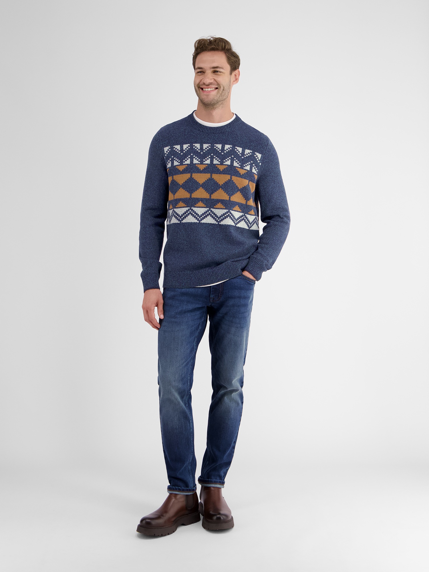 LERROS Strickpullover »LERROS Jacquard Strickpullover für Herren«