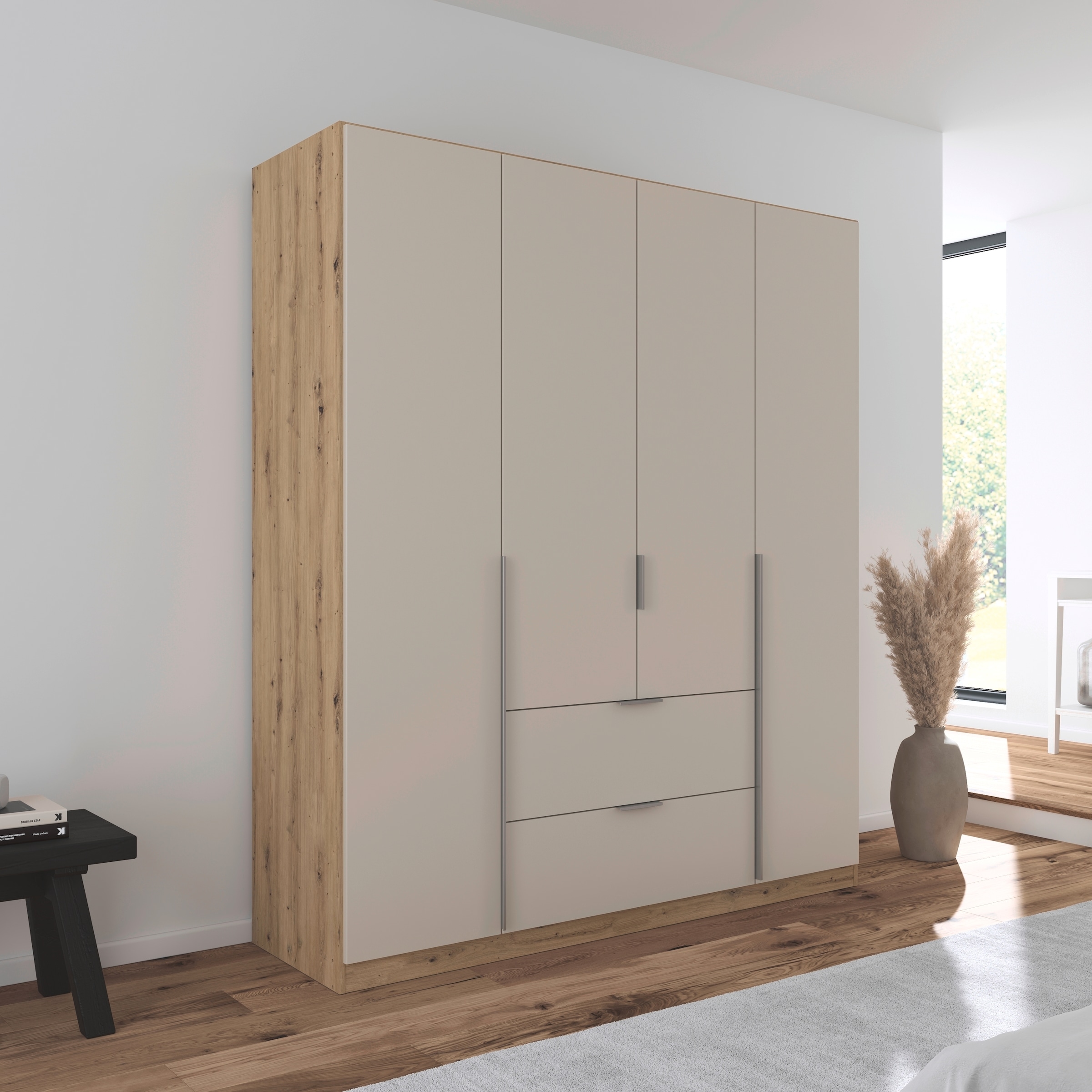 rauch Drehtürenschrank »Kleiderschrank Schrank Garderobe AGORDO mit Dekor- oder Hochglanzfront«, mit Außenschubkästen, in 6 Breiten und 2 Höhen MADE IN GERMANY