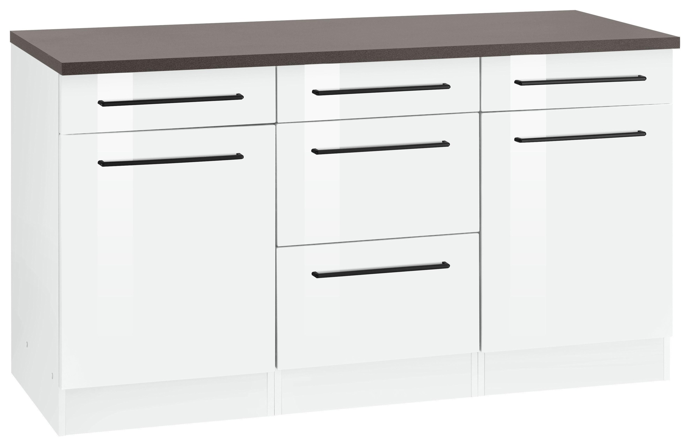 HELD MÖBEL Unterschrank Tulsa, 150 cm breit, 2 Türen, 3 Schubkästen, 2 große Auszüge für viel Stauraum, auch als Sideboard verwendbar, schwarzer Metallgriff, hochwertige MDF Front