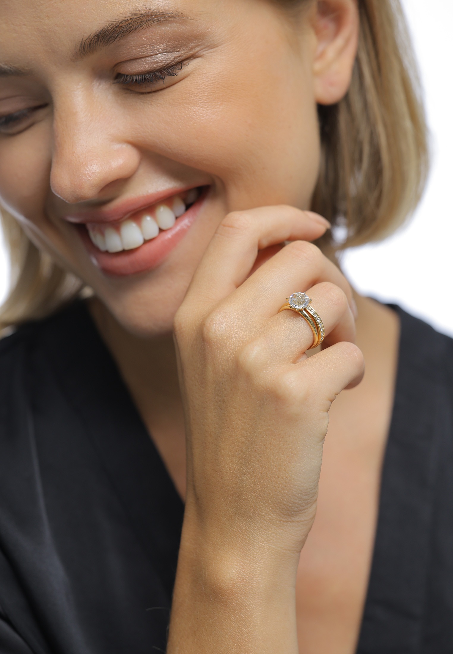 ELLI Eternity Set Solitaire Ring Gold Size 58 3