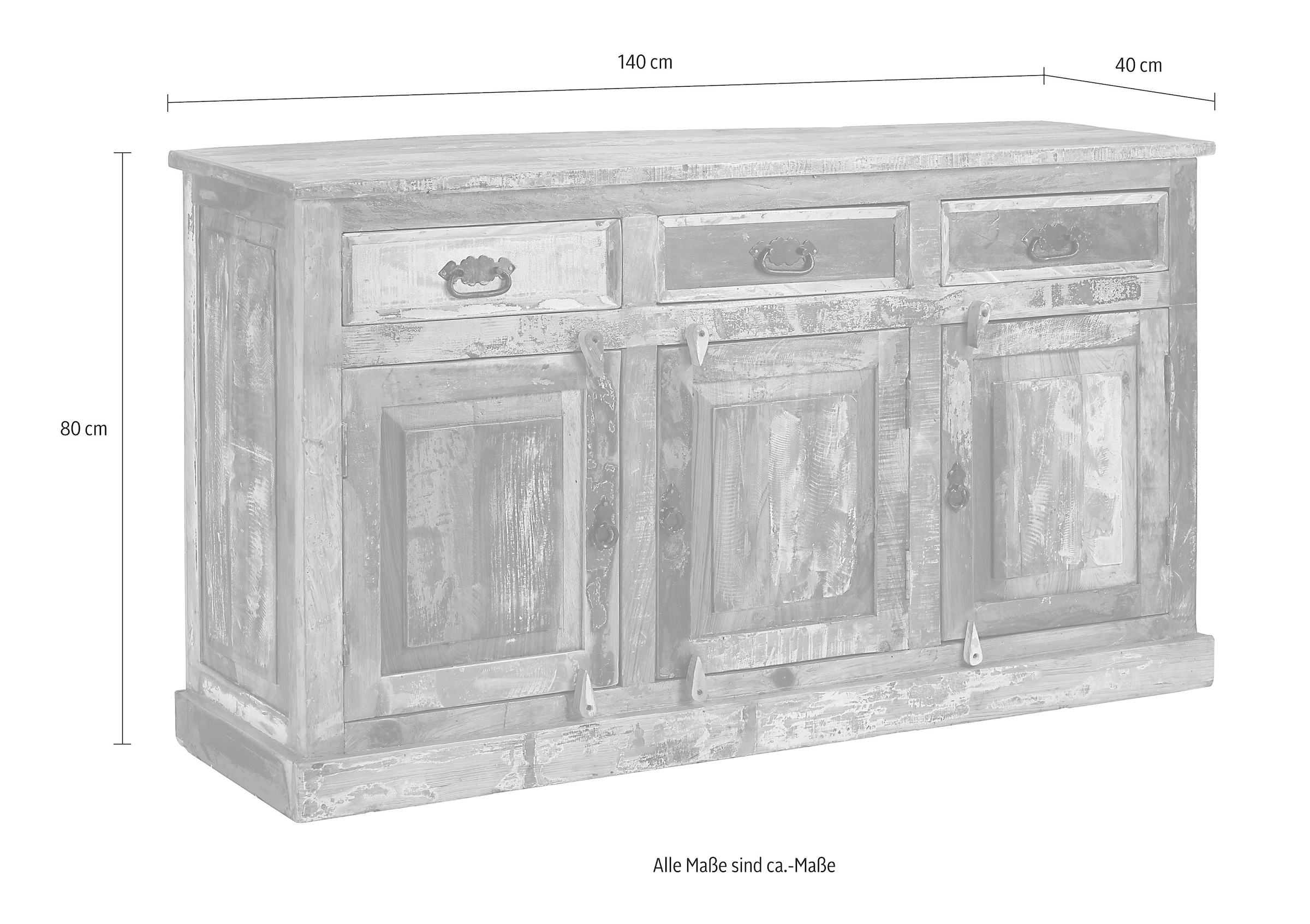 Sideboard aus cm, Vintage | Altholz, SIT Breite Shabby 40 »Riverboat«, recyceltem Chic, BAUR