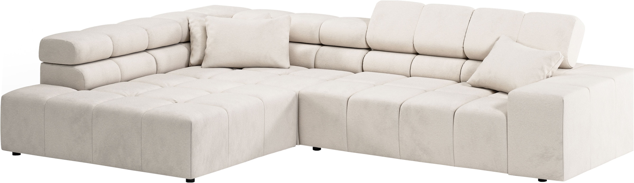 INOSIGN Ecksofa »Ancona incl. Kopfteilverstellung, Zierkissen Breite 319cm, L-Form«, wahlweise motorische Sitztiefenverstellung, auch in Cord + Easy Care