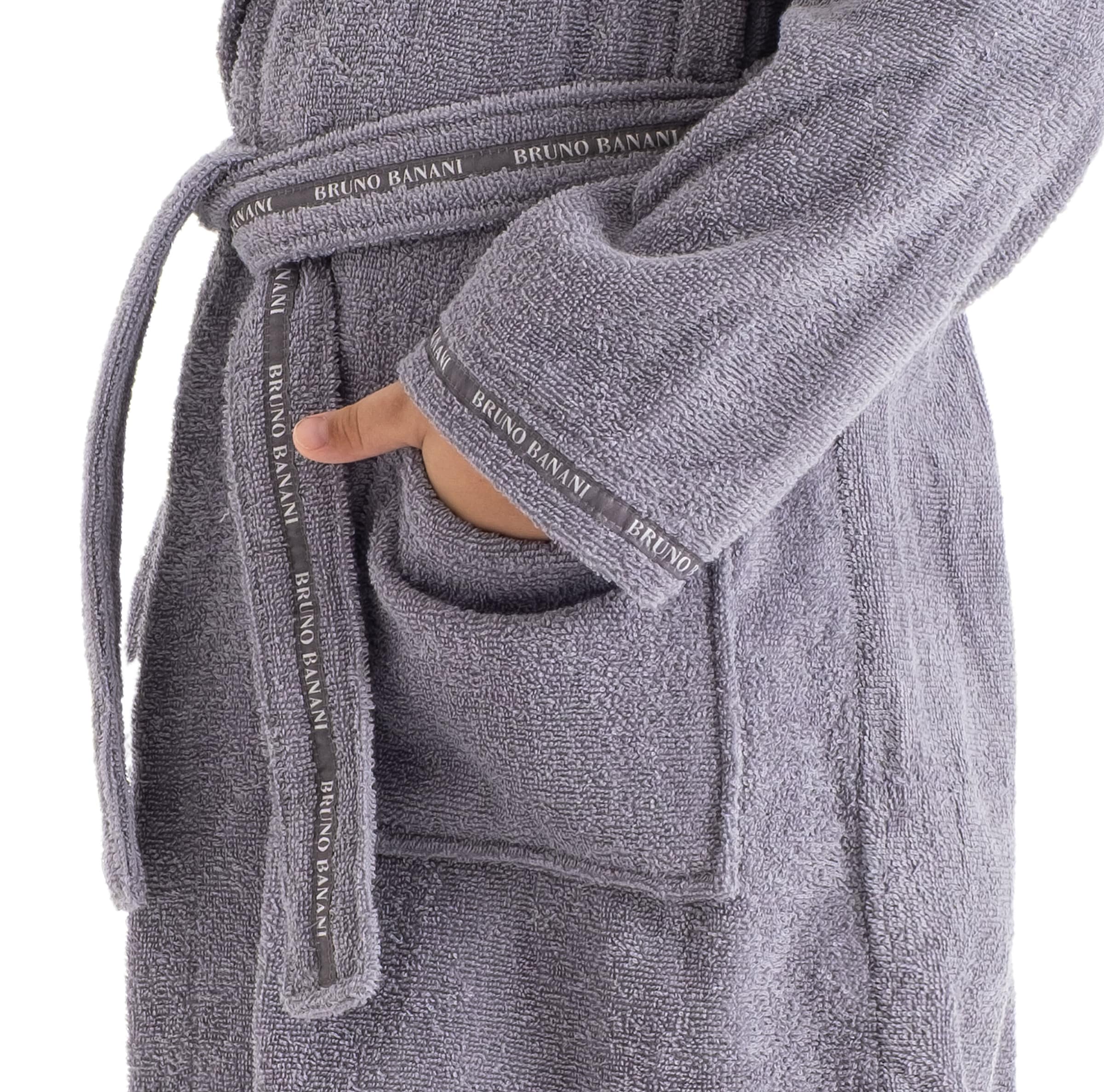 Bruno Banani Kinderbademantel »Danny, Ideal für Zuhause, Schwimmbad oder im Urlaub«, (1 St.), mit Logostreifen, aus 100% Baumwolle