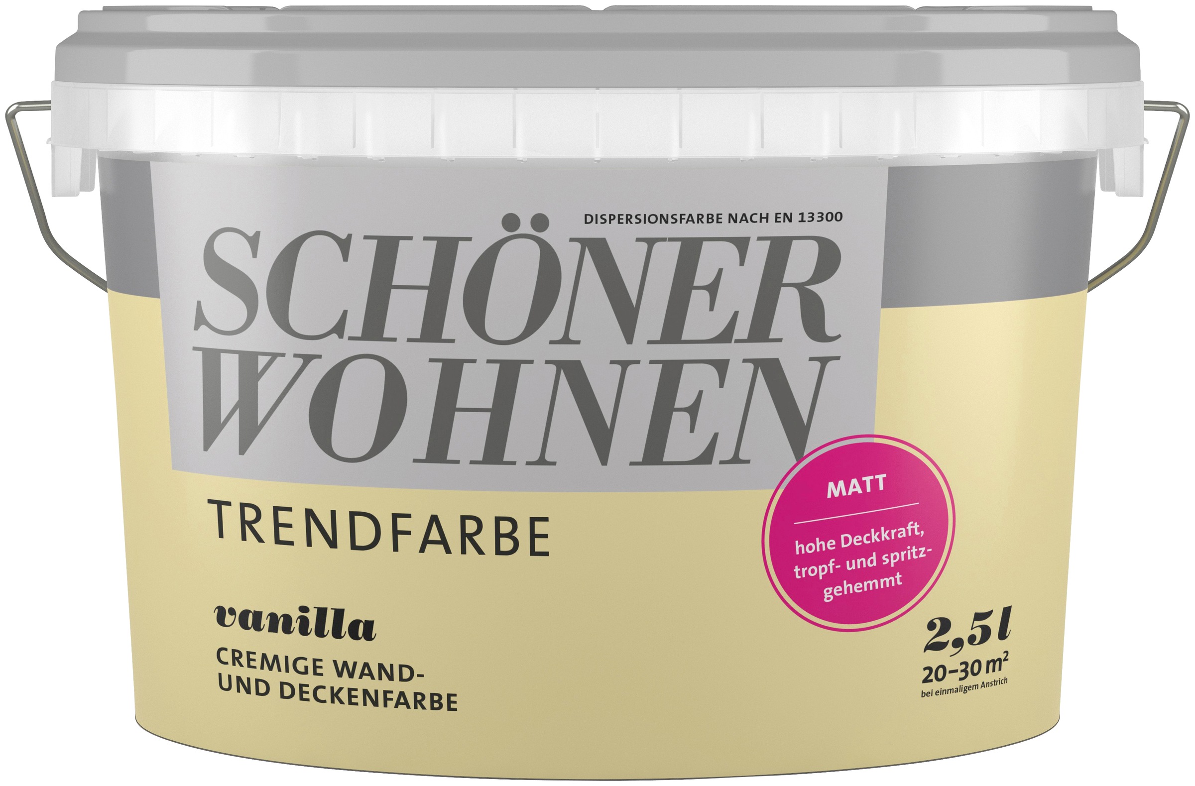 SCHÖNER WOHNEN FARBE Wand- und Deckenfarbe »TRENDFARBE«, 2,5 Liter, Vanilla, hochdeckende Wandfarbe - für Allergiker geeignet