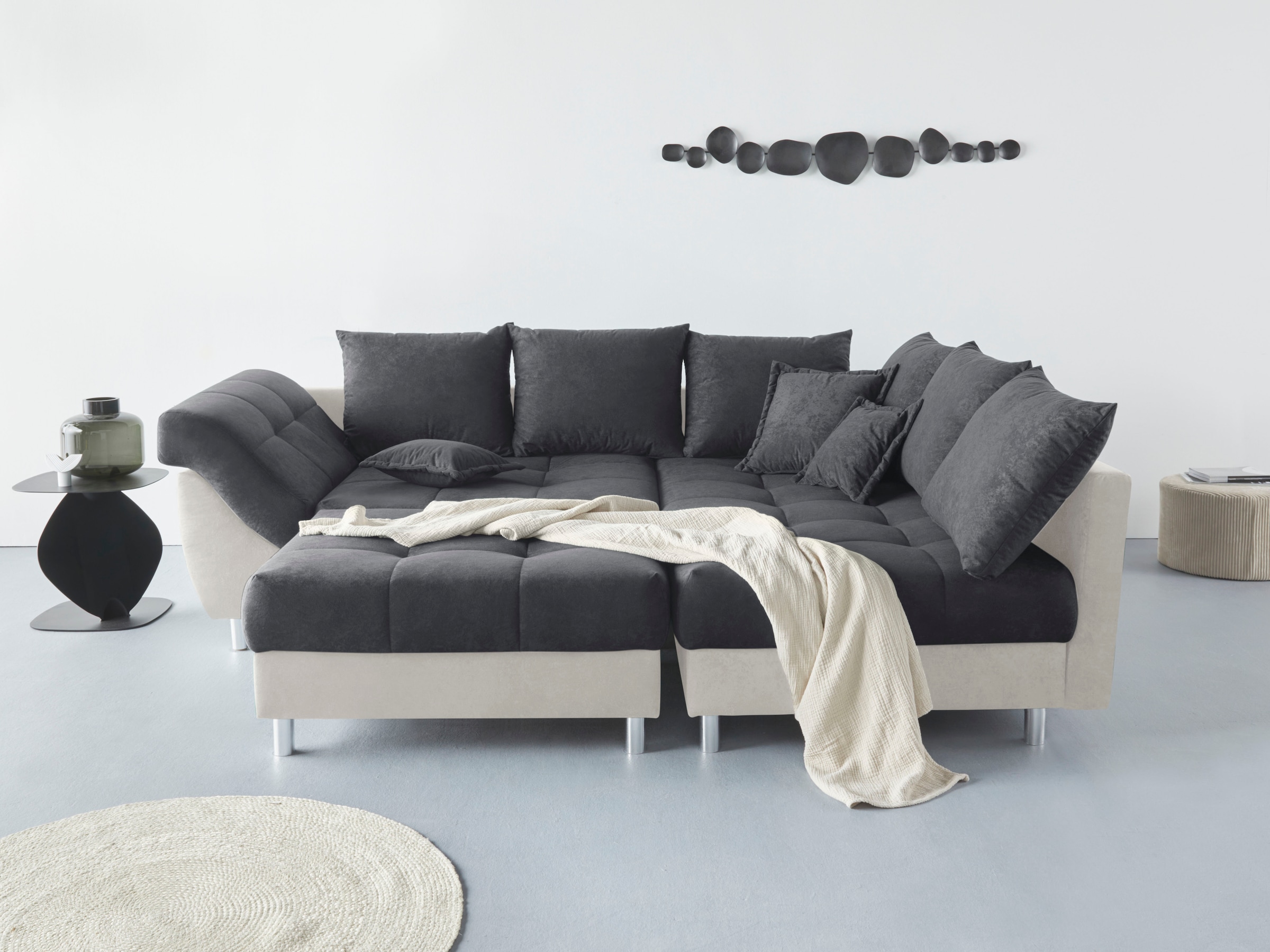 COLLECTION AB Ecksofa »(Spar-Set) Innsbruck L-Form und Hocker«, (Spar-Set), Ecksofa und Hocker, Recamiere links oder rechts montierbar