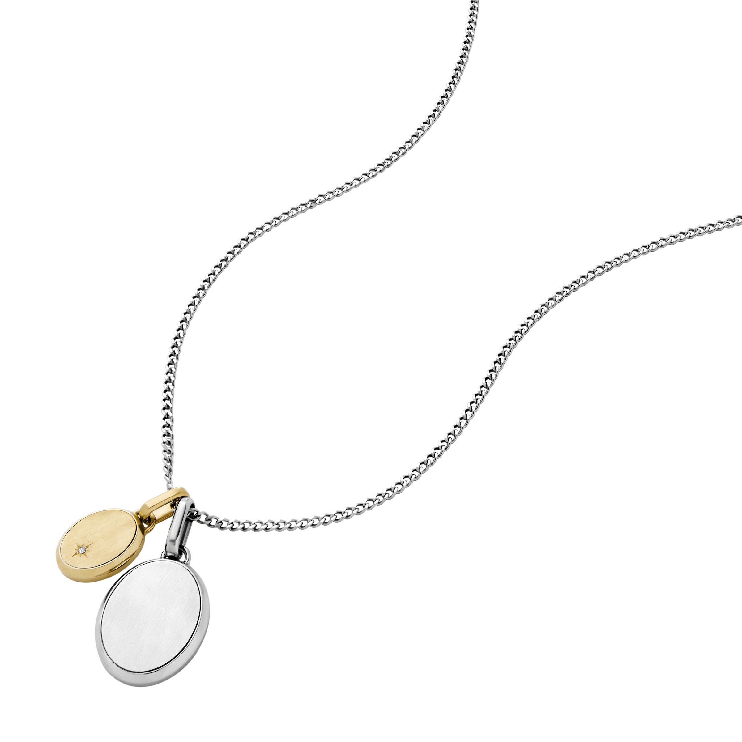 Fossil Kette mit Anhänger »Schmuck Geschenk Edelstahl DREW Bicolor, JF04850998«, (Set, 3 tlg.), mit Glasstein