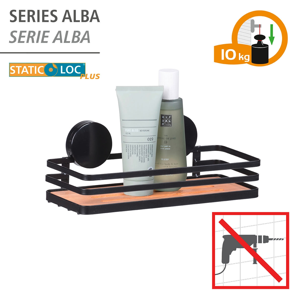 WENKO Badregal »Static-Loc® Alba«, Befestigen ohne bohren