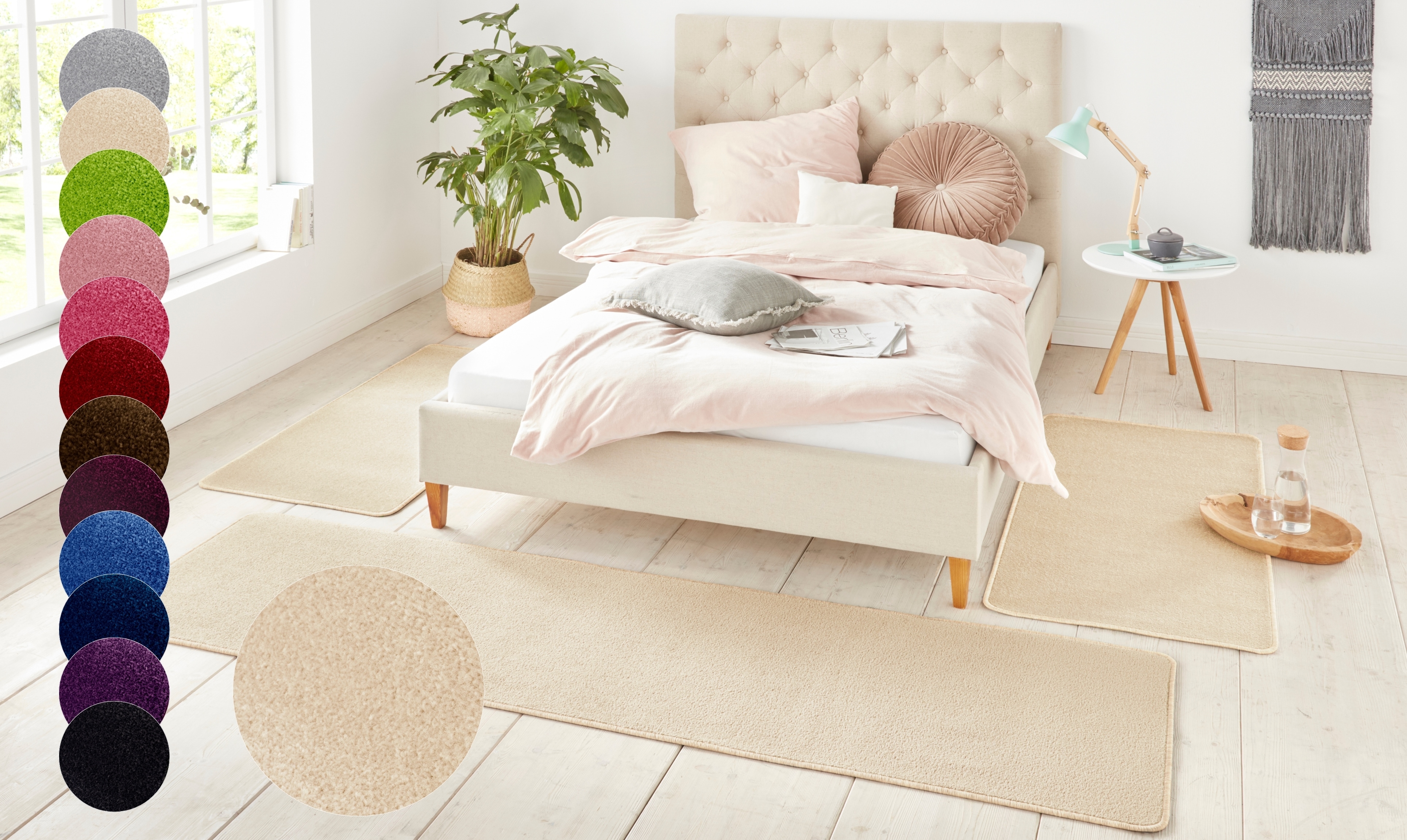 Bettumrandung HANSE HOME, H:8mm, beige, Obermaterial: 100% Polypropylen, Schlafzimmer, Bettumrandungen, "Shashi", Kurzflor, Unifarben, Teppich,