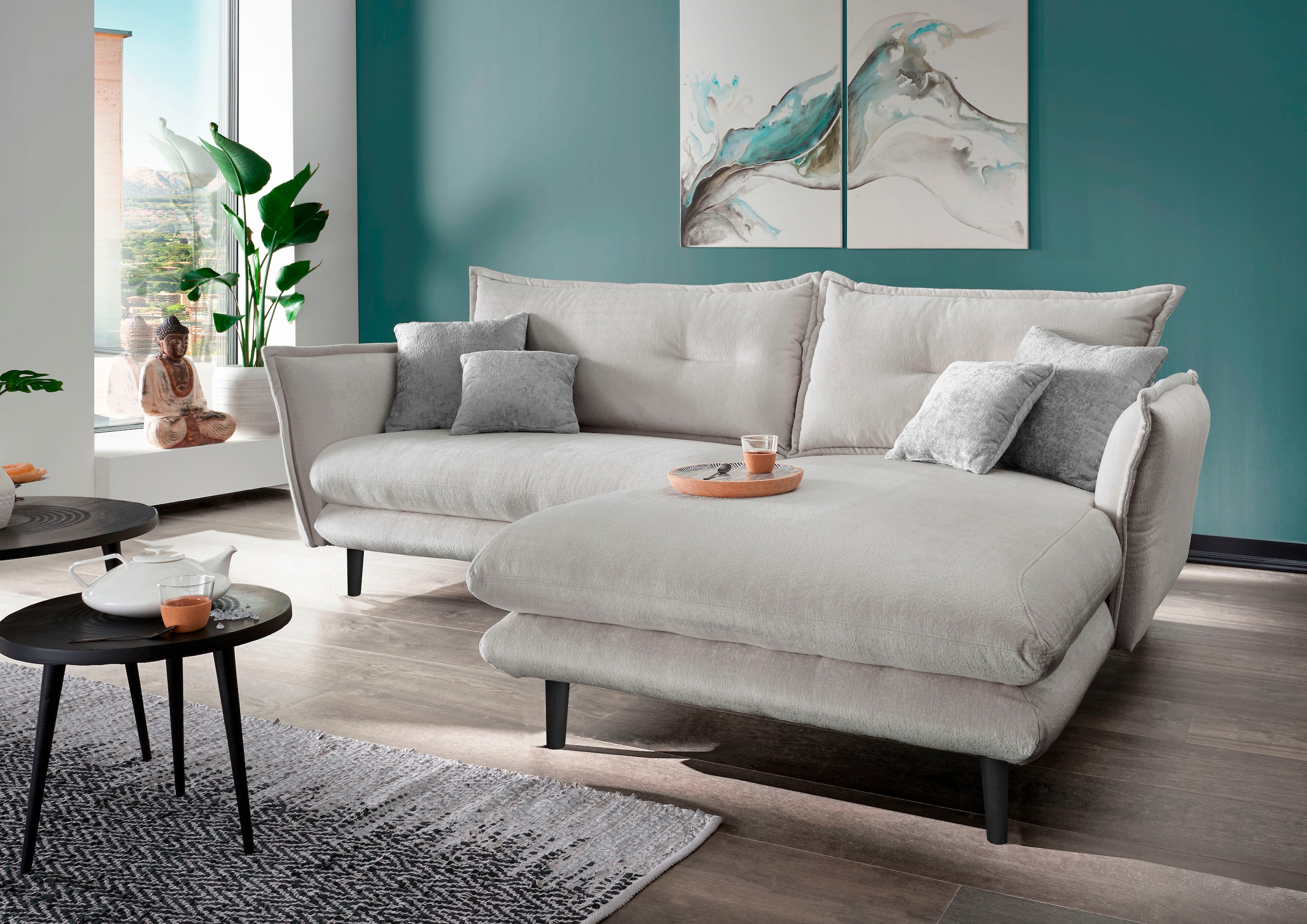 Home affaire Ecksofa "Levke, 255 x 180 cm, modern und bequem" Webstoff, L-Form, inkl. Rücken- und Zierkissen