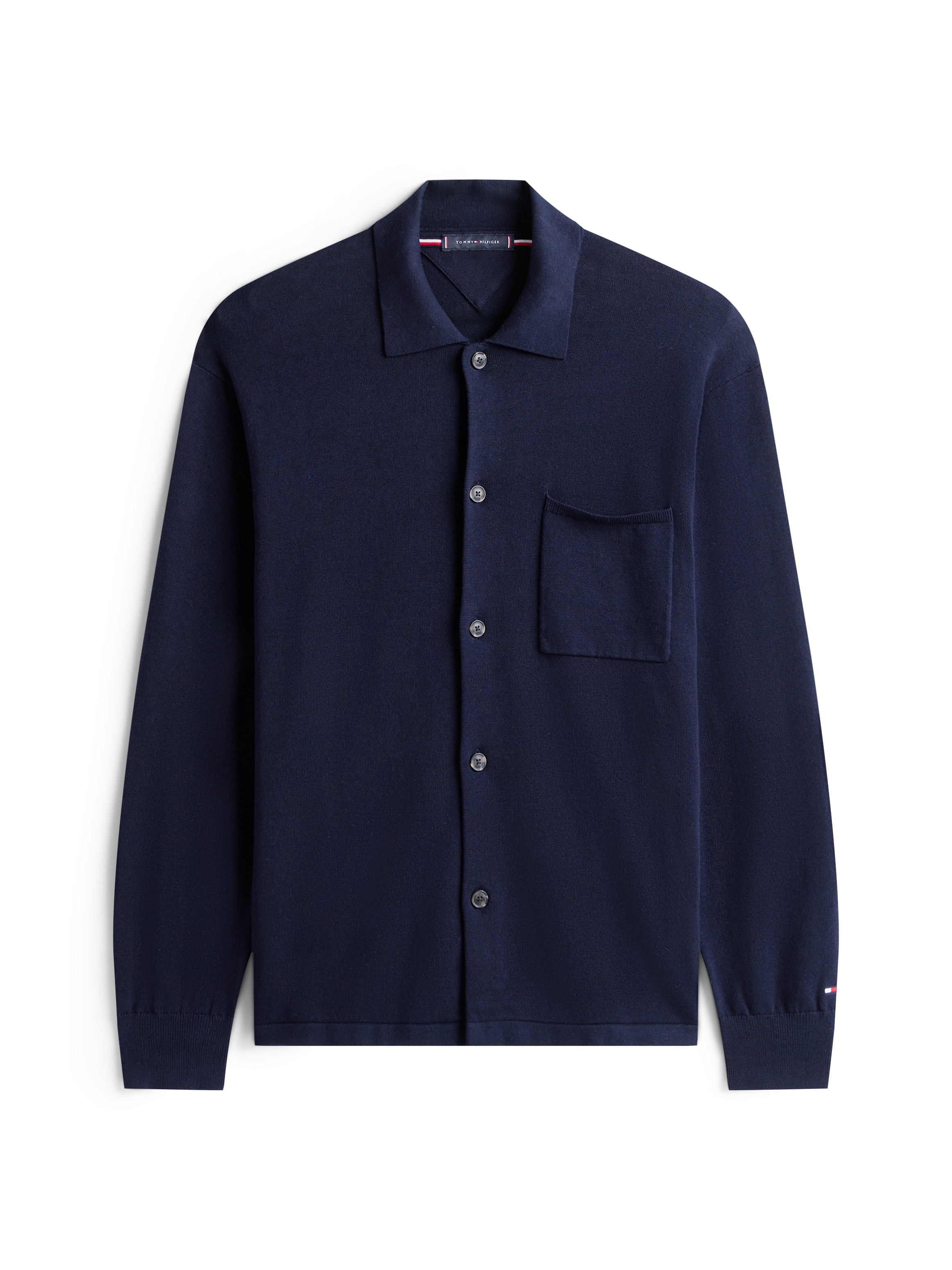 Tommy Hilfiger Strickjacke »ESSENTIAL COTTON« Relaxed Fit Strick-Overshirt mit Flag-Stickerei