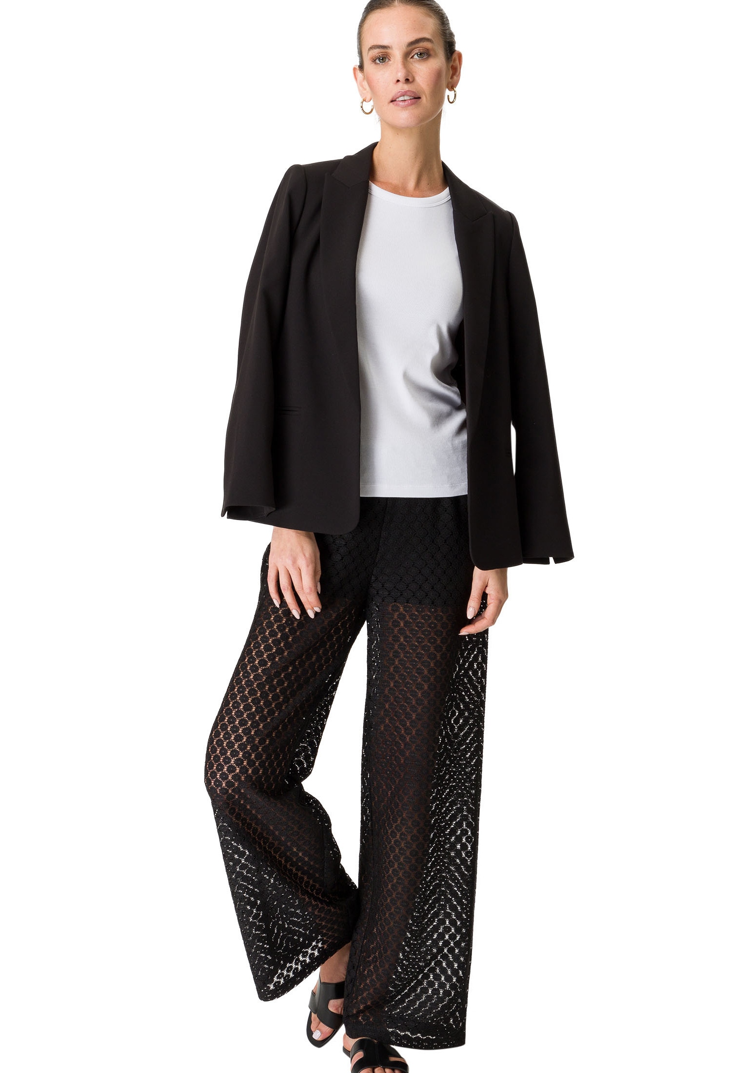 Zero Stoffhose »zero Hose transparent mit Spitze«, Lochmuster