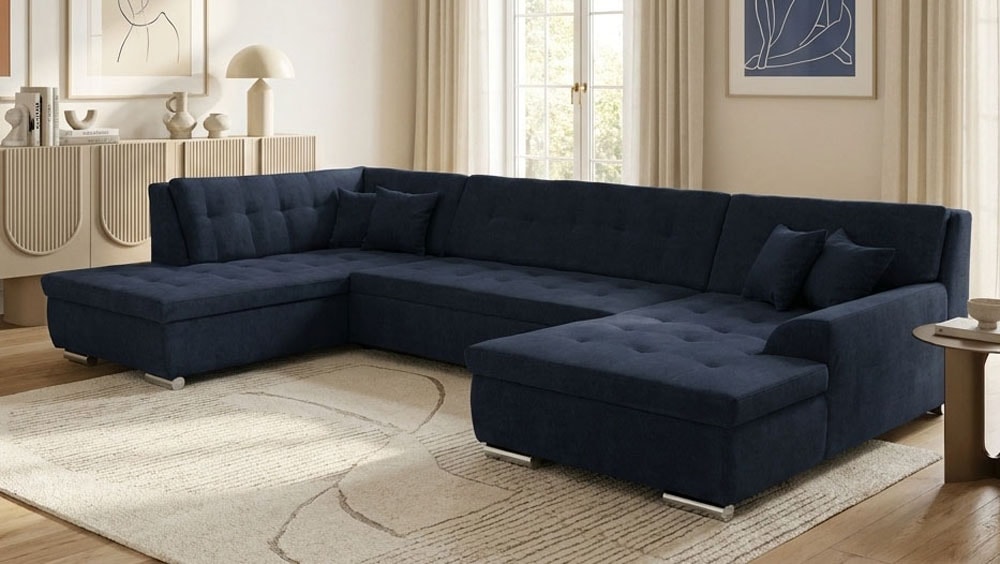OTTO home Wohnlandschaft »Torrnby 360 x 201 cm, mit Steppungen, modern & stabil« U-Form, aus pflegeleichtem, weichem Luxus-Microfaser
