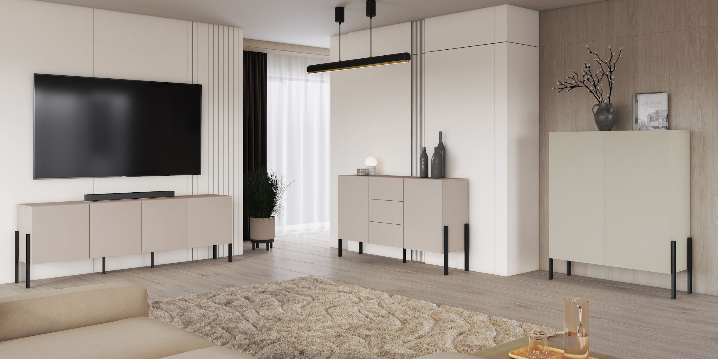 INOSIGN Kommode »Jukon, Breite 110 cm, moderne grifflose Hochschrank, 2Türen«, Highboard mit viel Stauraum, push-to-open-Funktion