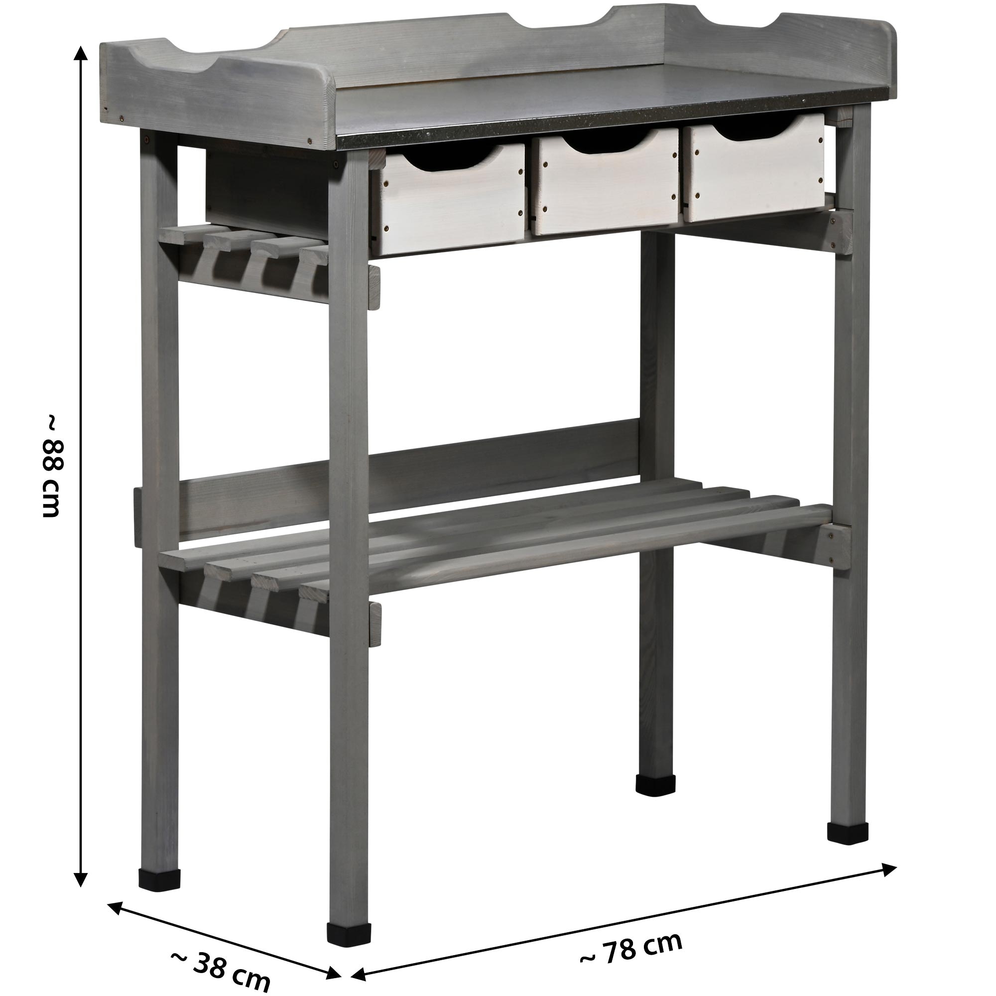 dobar Pflanztisch »mit 3 Schubladen, Grau-Weiß«