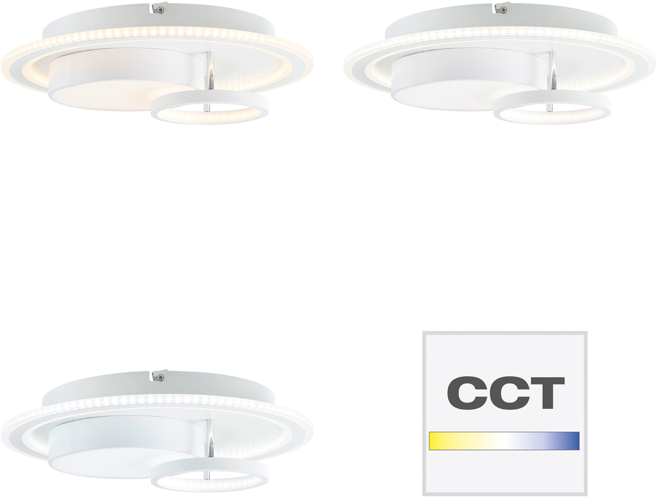 Brilliant LED Deckenleuchte »Sigune«, 1 flammig, Leuchtmittel LED-Modul | LED fest integriert, Ø 40 cm, dimmbar, CCT, 4800 lm, Fernbedienung, Metall, weiß/schwarz