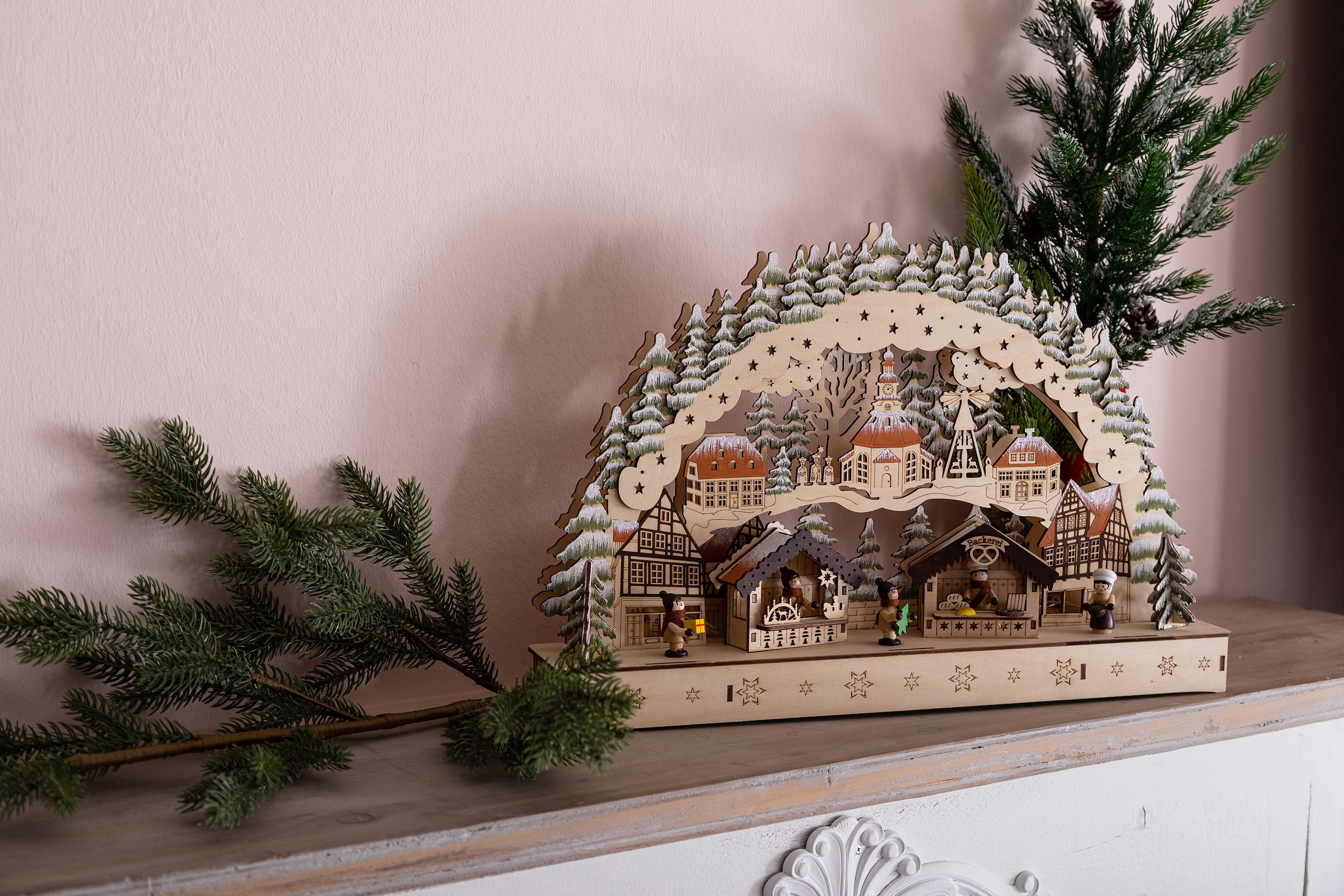 Myflair Möbel & Accessoires mit »Weihnachtsdeko«, 30 Holz, kaufen Höhe LED cm LED Schwibbogen Beleuchtung, ca. | aus BAUR