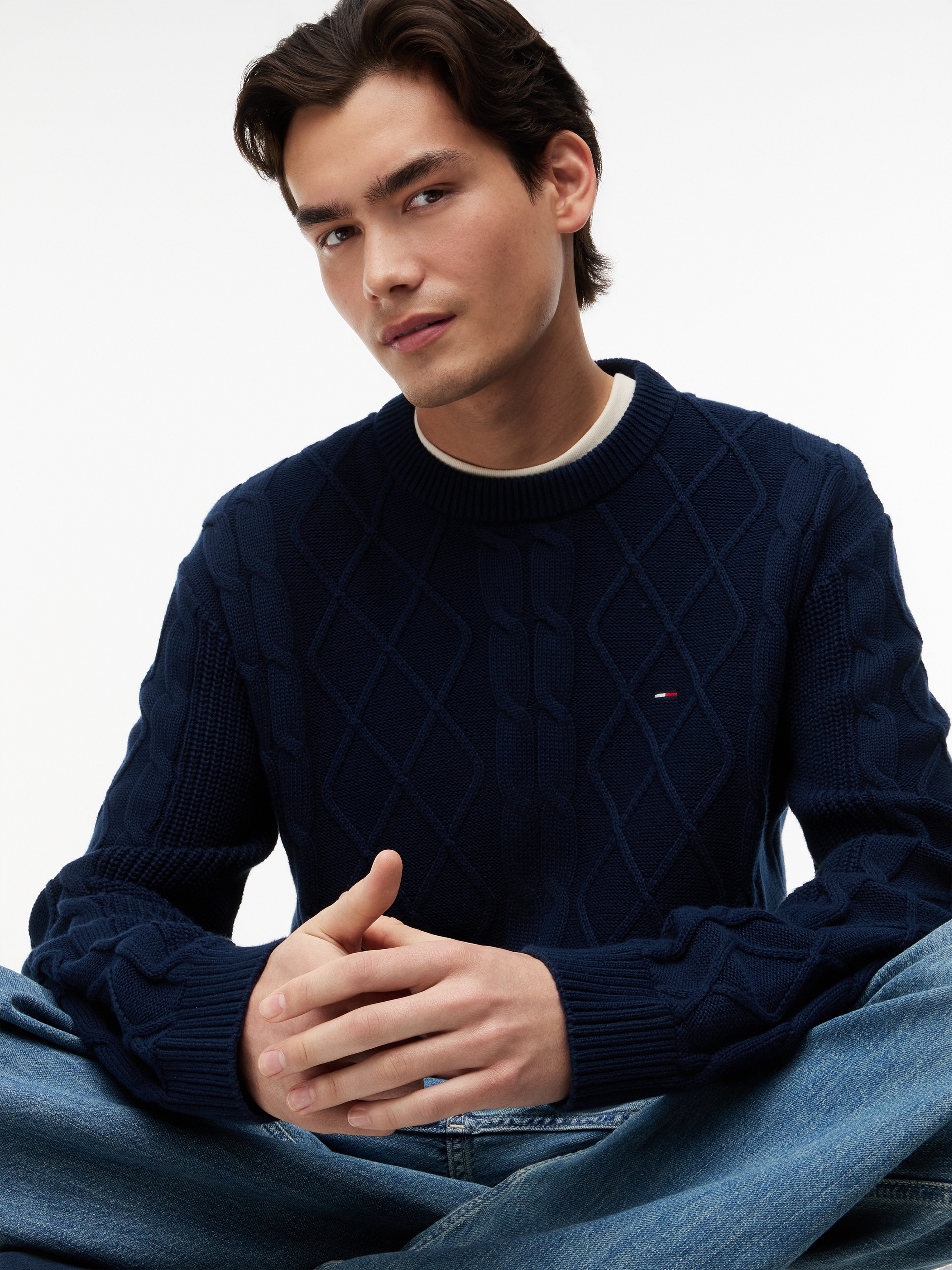 Tommy Jeans Rundhalspullover »TJM REG CABLE KNIT SWEATER«