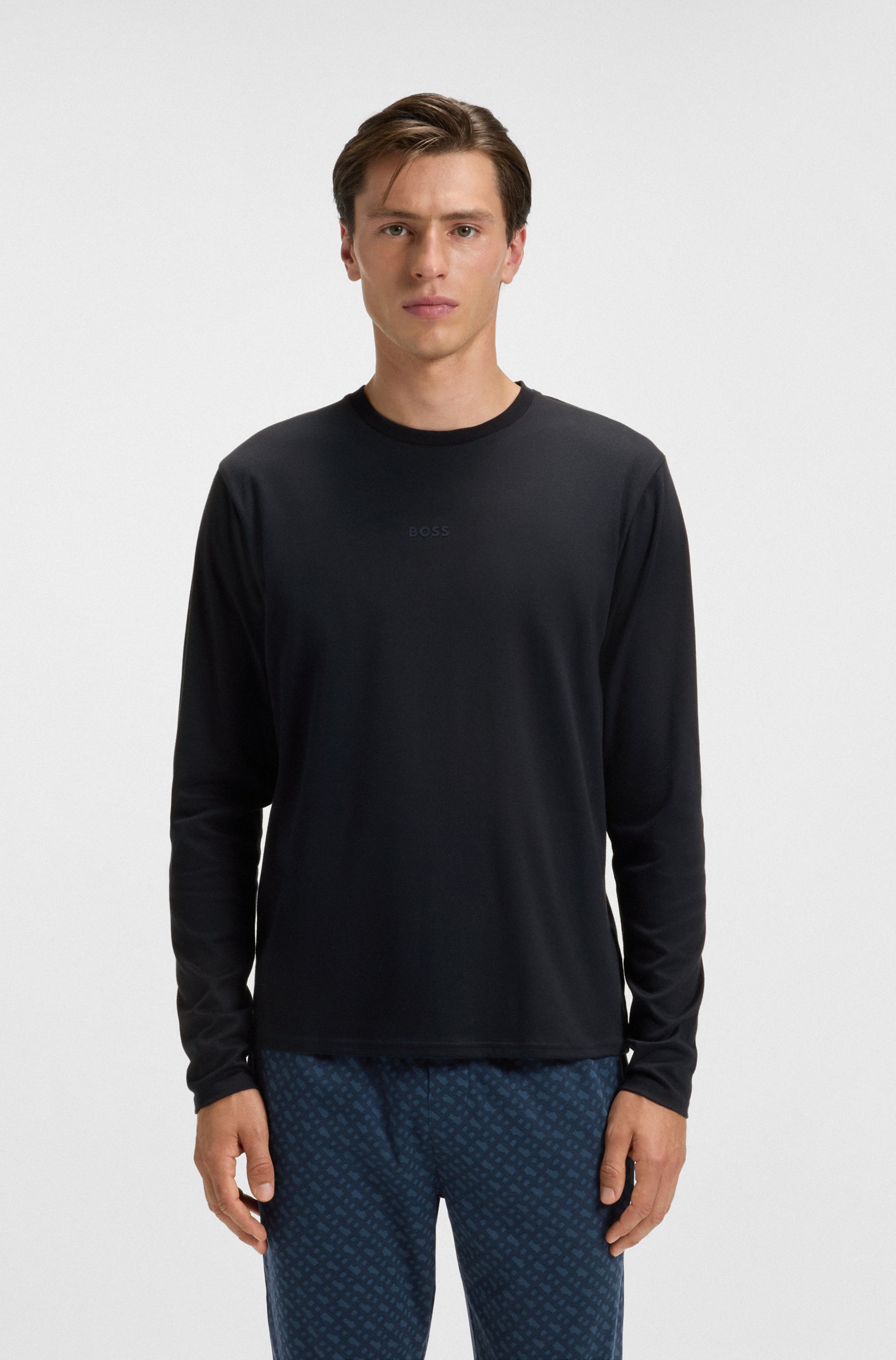 Thumbnail - BOSS Pyjama "Relax Long Set" 2 tlg. Neuheit, Oberteil unifarben, Unterteil gemustert