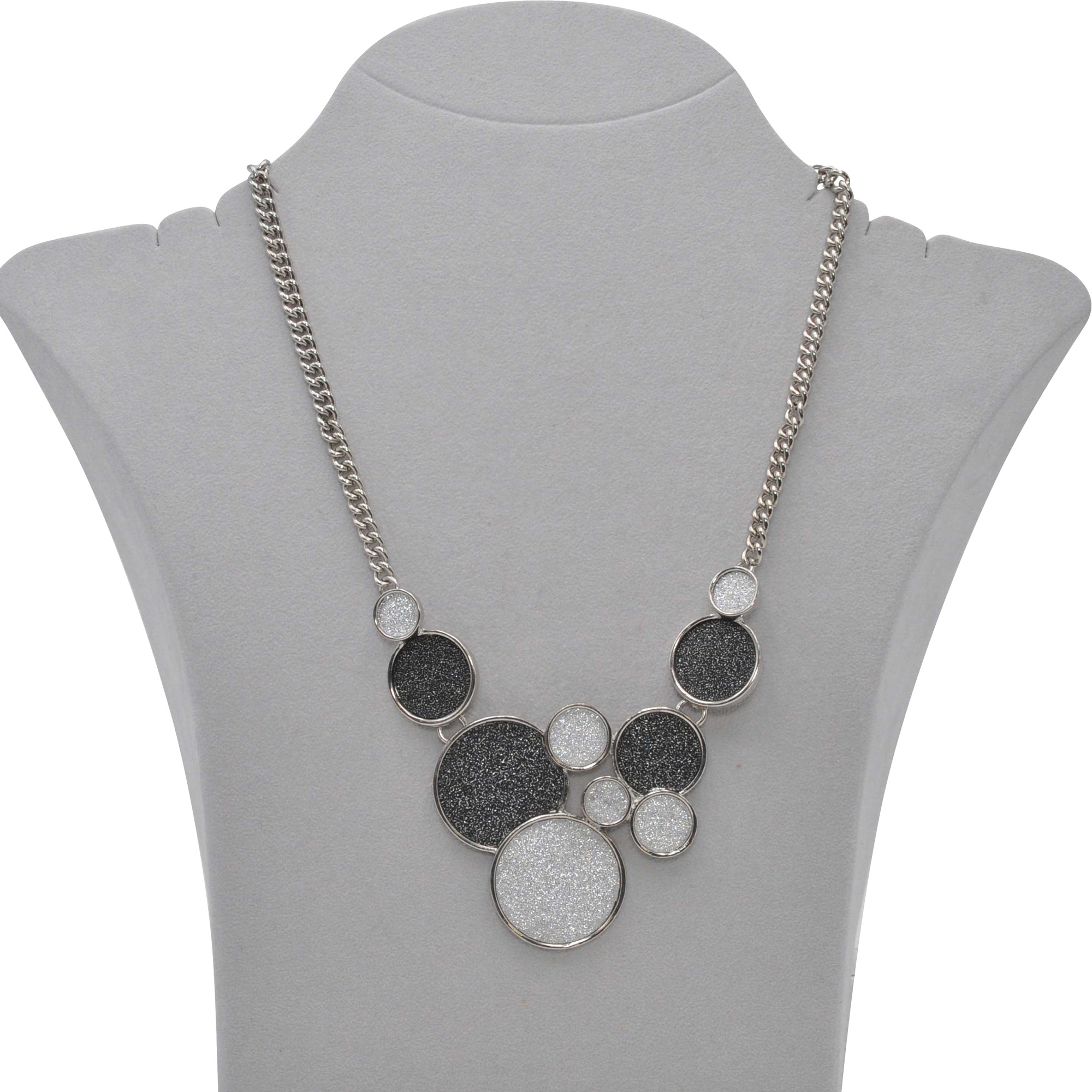 Steuer Collierkettchen »Metallcollier mit glitzernder Kreiszierde rhodiumf.«