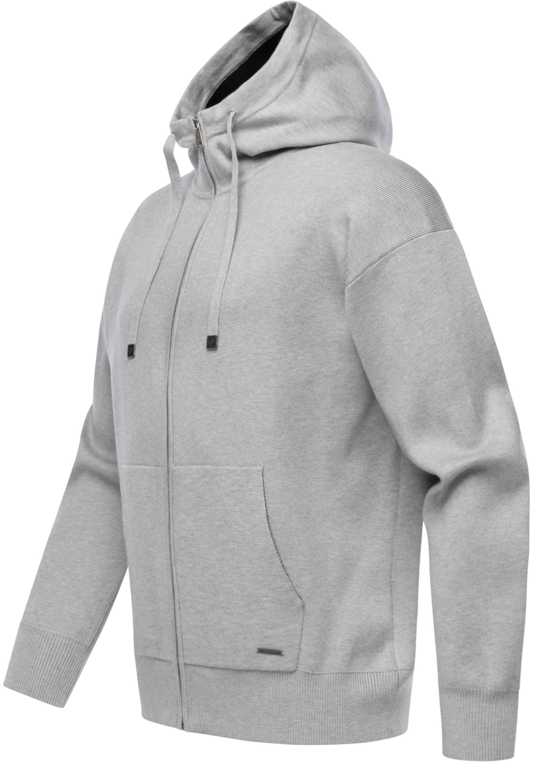 Ragwear Kapuzensweatjacke »Raggan Zip« Zipper aus Rippstrick mit großer Kapuze