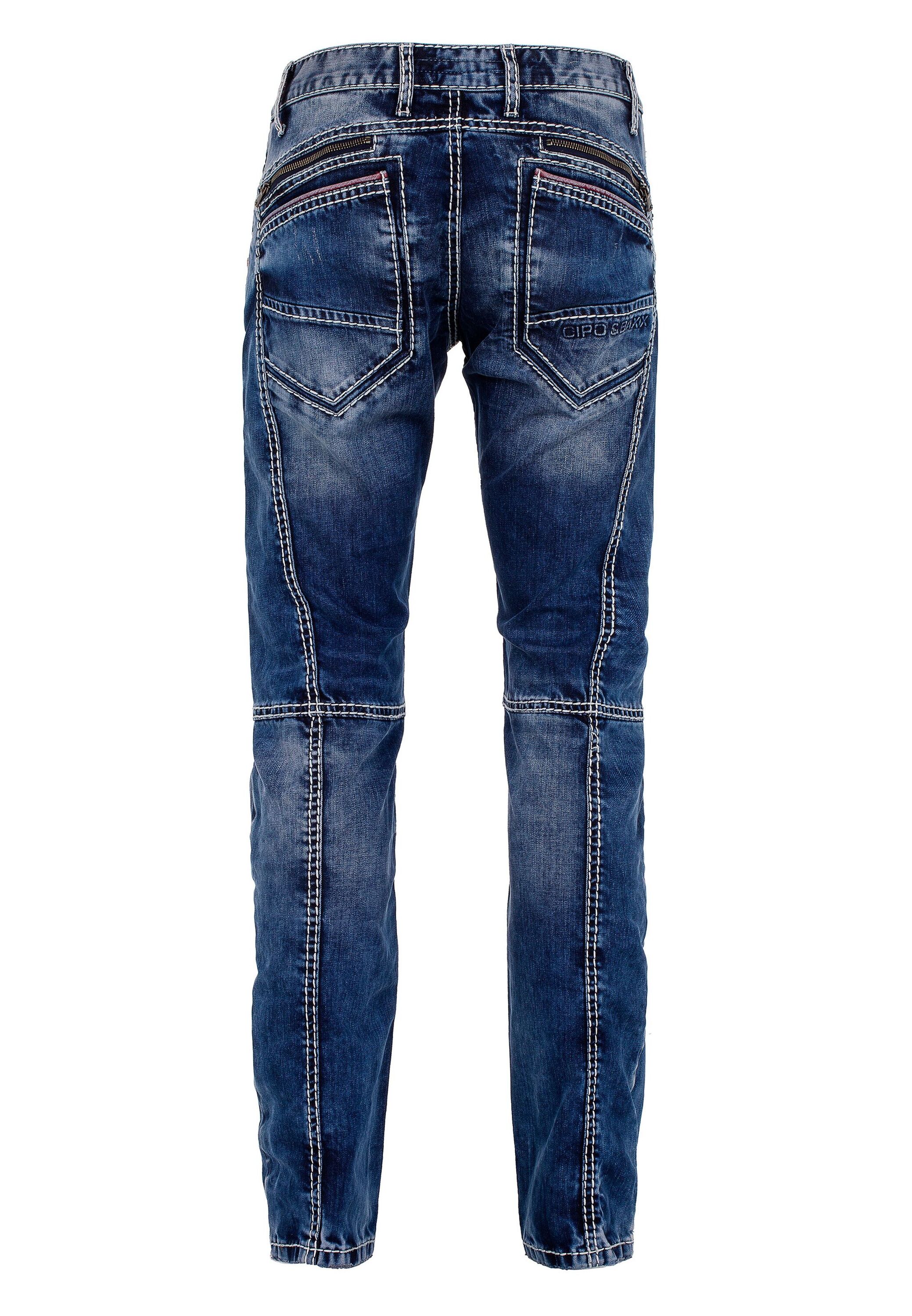 Cipo & Baxx Straight-Jeans "Cipo & Baxx Jeans" mit trendigen Ziernähten, CD563