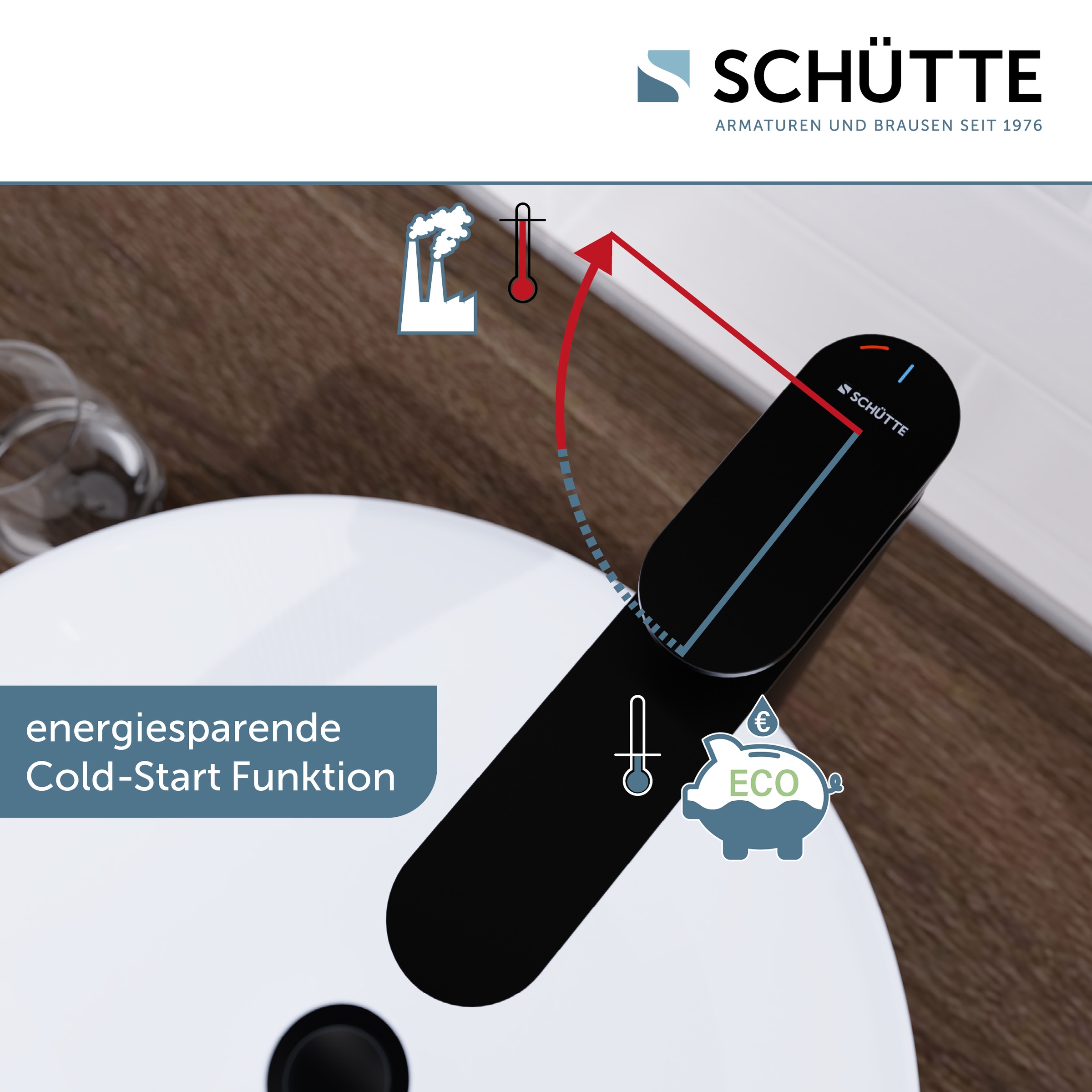 Schütte Waschtischarmatur »MONTANA« Hoher Auslauf Aufsatzwaschbecken Energiesparende Cold-Start-Funktion